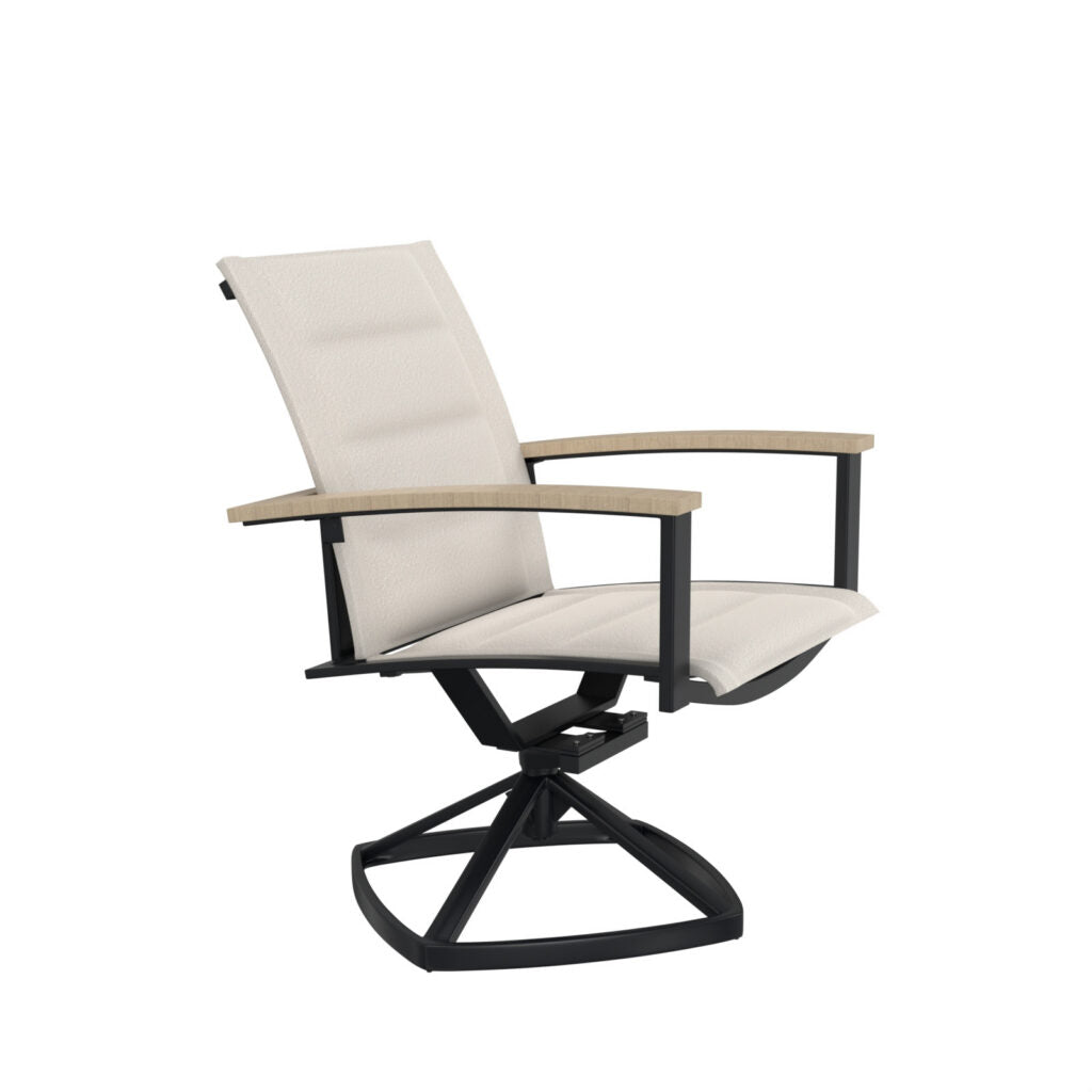 OW Lee Padded Sling Swivel Rocker Dining Chair