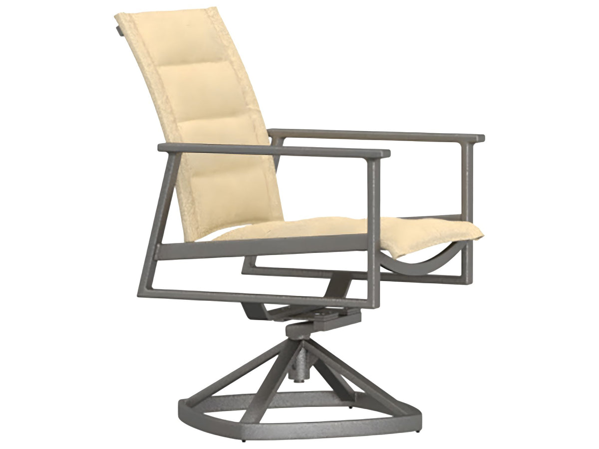 OW Lee Marin Padded Sling Aluminum Swivel Rocker Dining Arm Chair