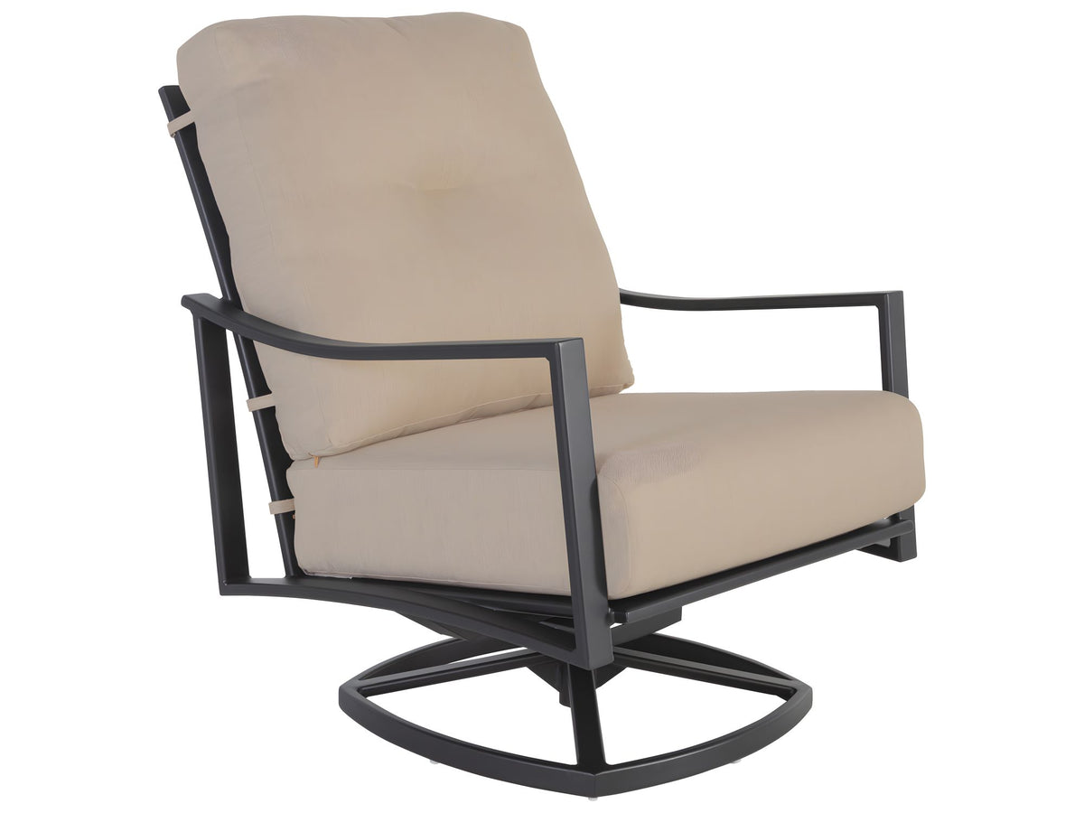OW Lee Avana Cushion Wrought Aluminum Swivel Rocker Lounge Chair
