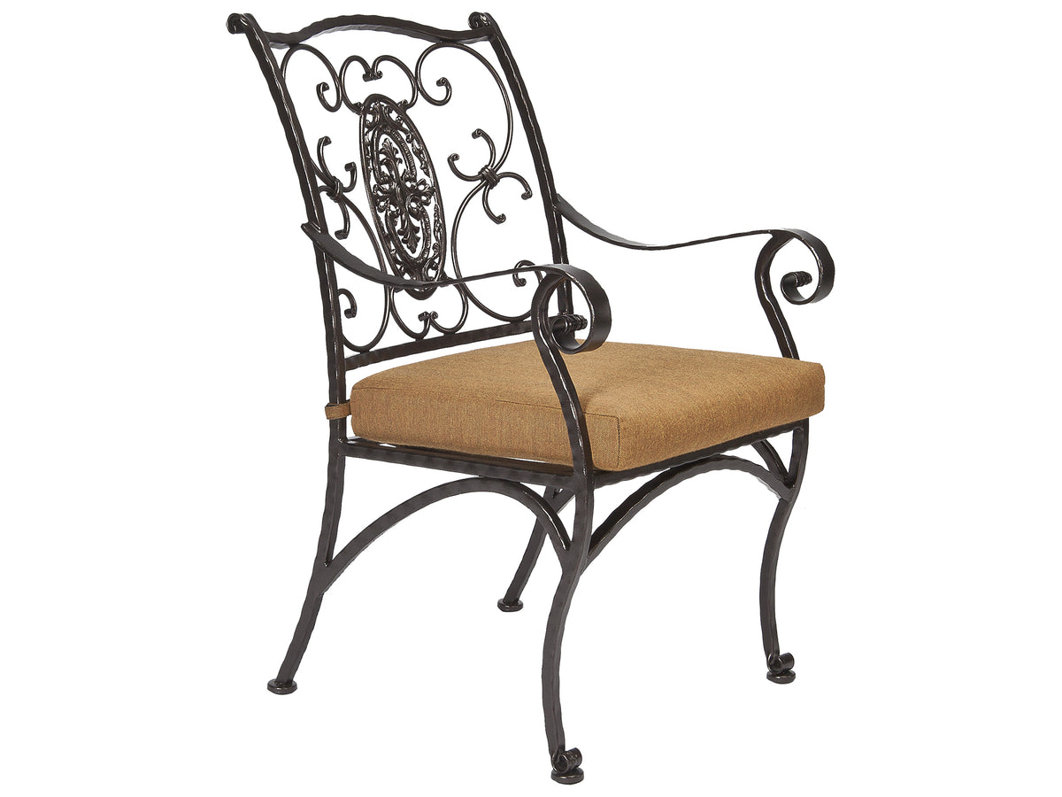 OW Lee San Cristobal Wrought Iron Cushion Dining Arm Chair