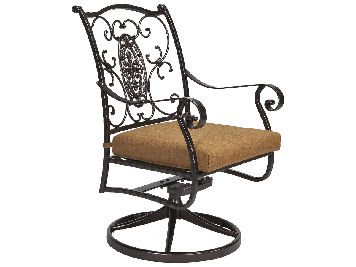 OW Lee San Cristobal Wrought Iron Swivel Rocker Dining Arm Chair