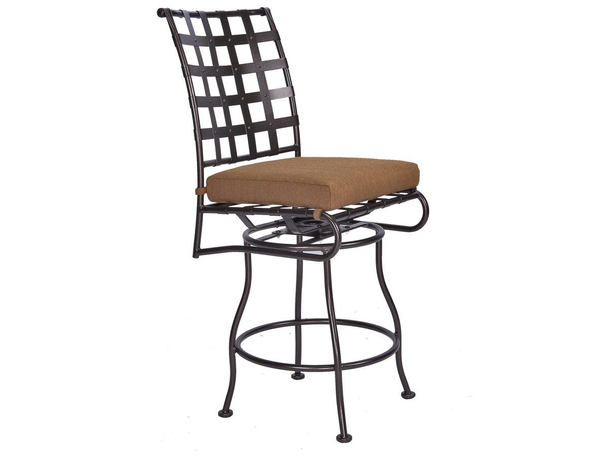 OW Lee Classico Cushion Armless Swivel Wrought Iron Counter Stool