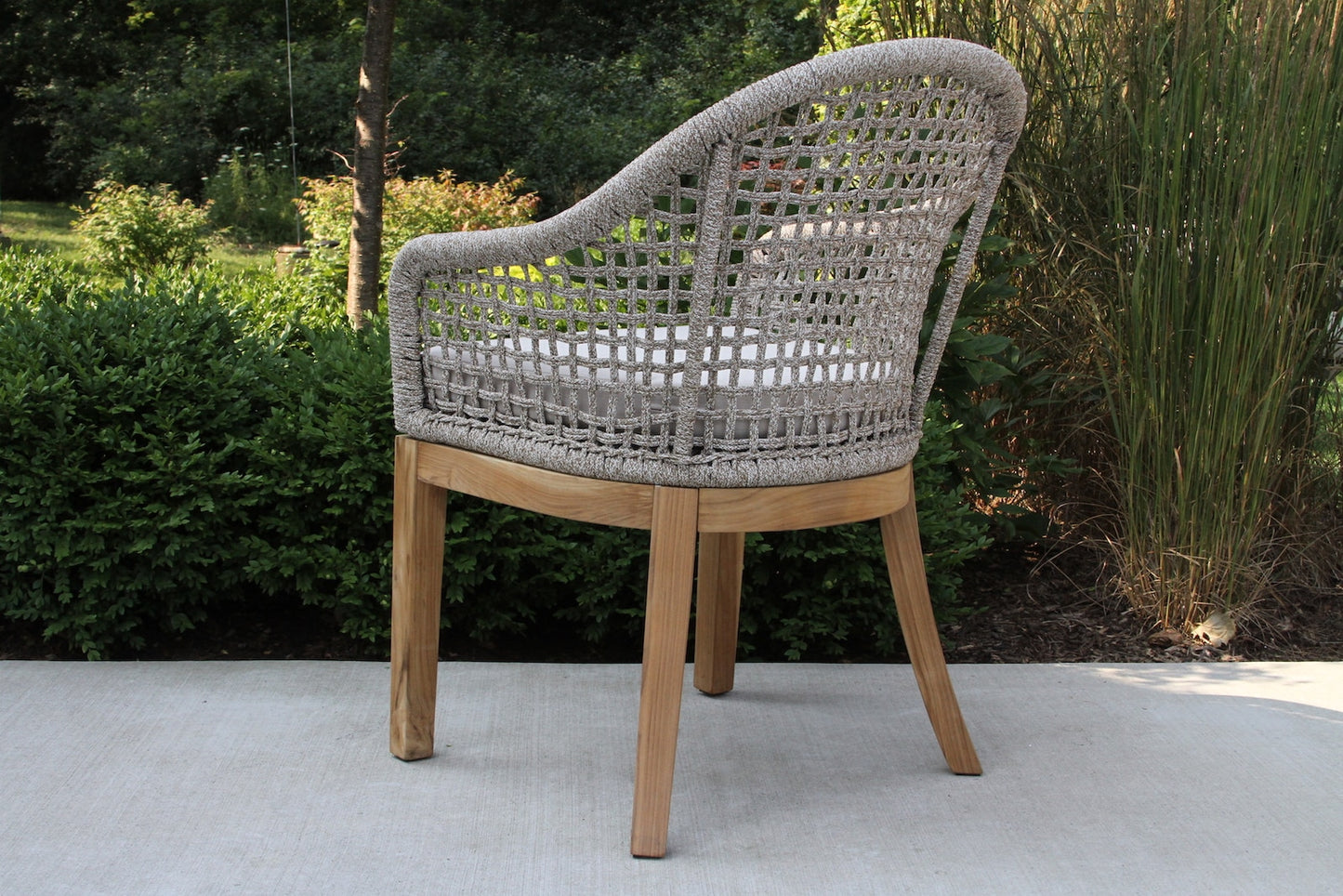 Outdoor Interiors TNA2211 Nautical Rope & Teak Dining Chairs with Sunbrella 2 Pack
