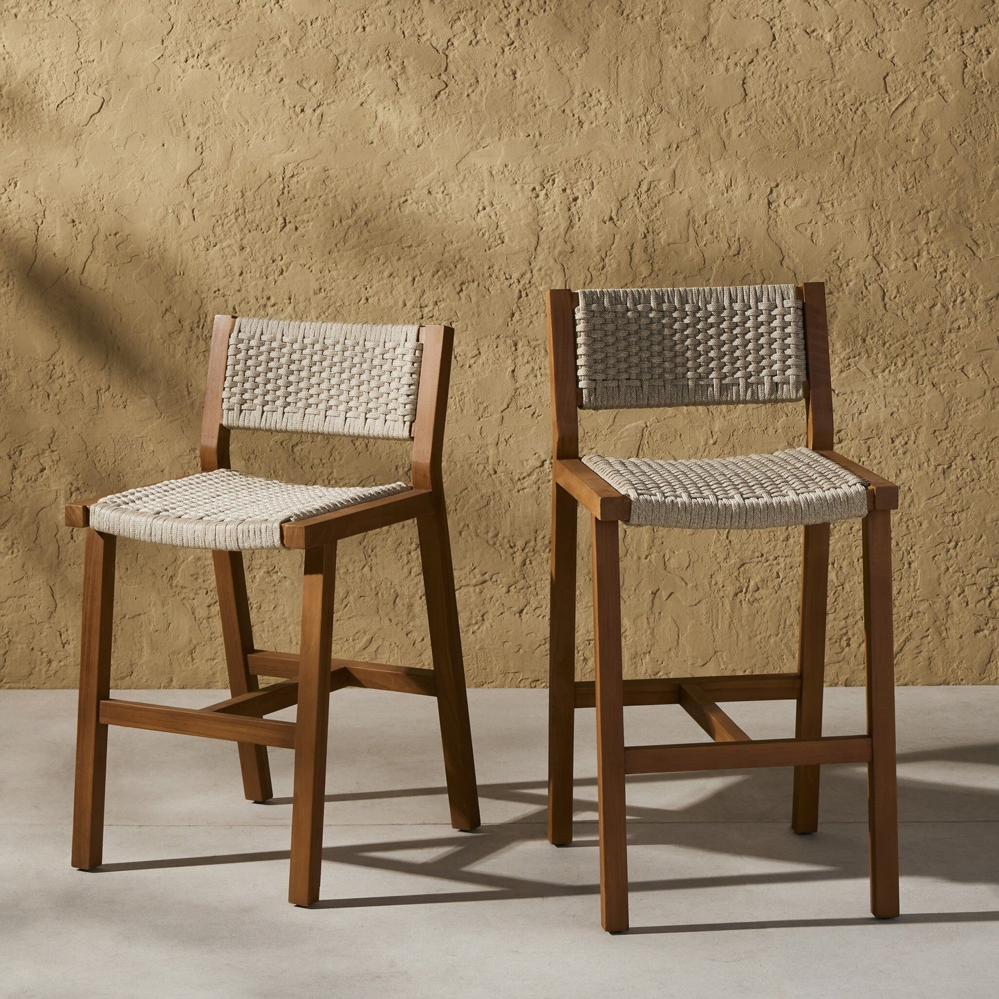 Four Hands 106968-006 Delano Outdoor Bar + Counter Stool - Natural Teak-FSC