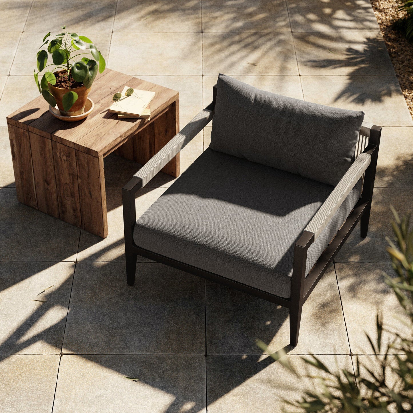 Four Hands 223203-007 Sherwood Outdoor Chair, Bronze - Venao Charcoal