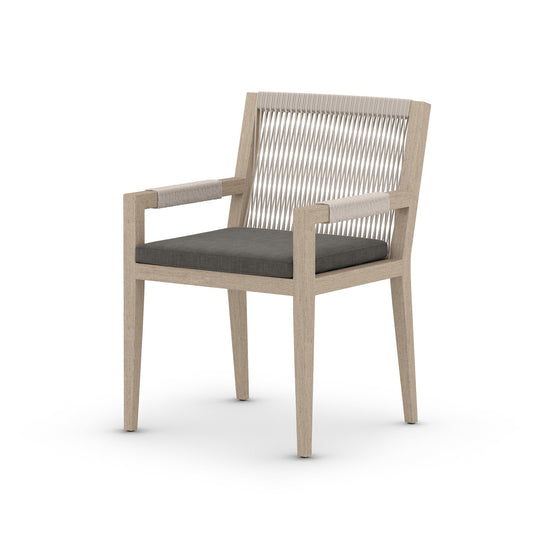 Four Hands 223831-002 Sherwood Outdoor Dining Armchair, Washed Brown - Venao Charcoal