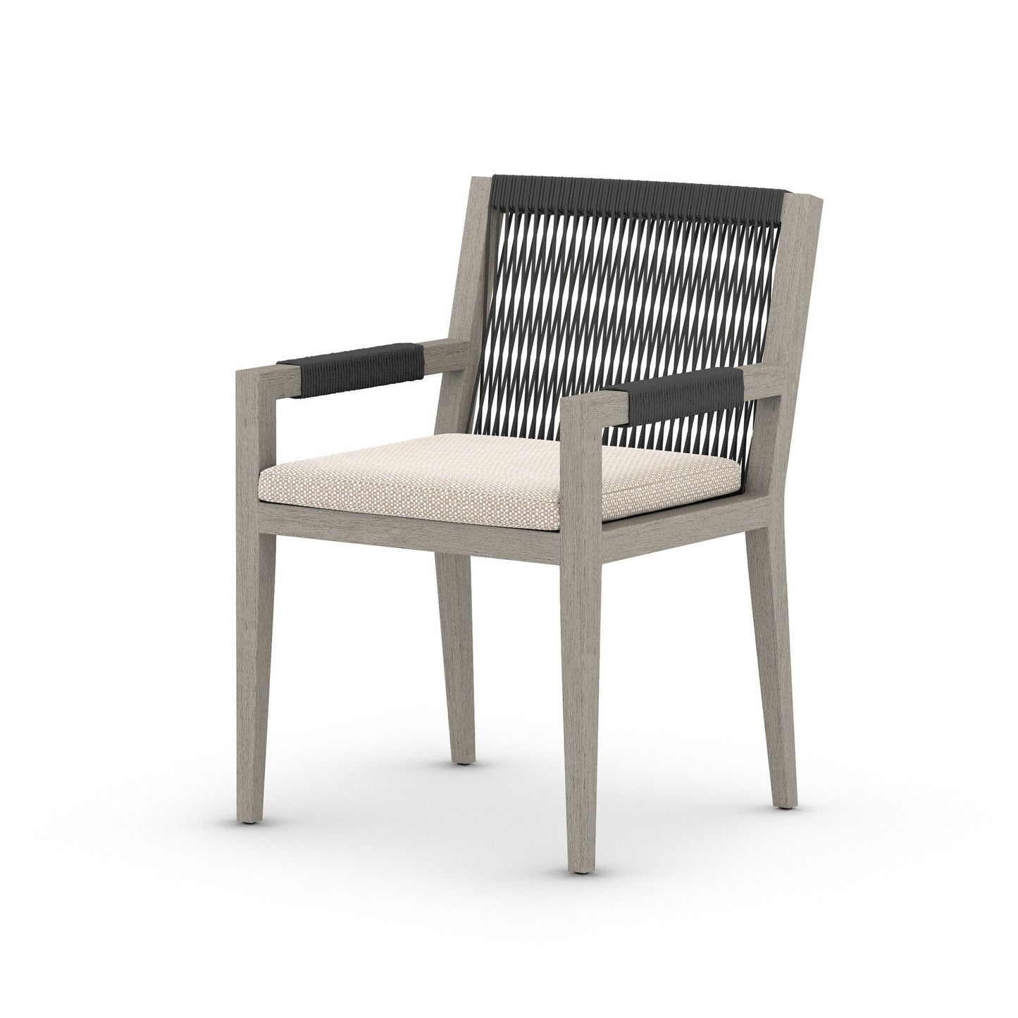Four Hands 223831-010 Sherwood Outdoor Dining Armchair, Weathered Grey - Faye Sand