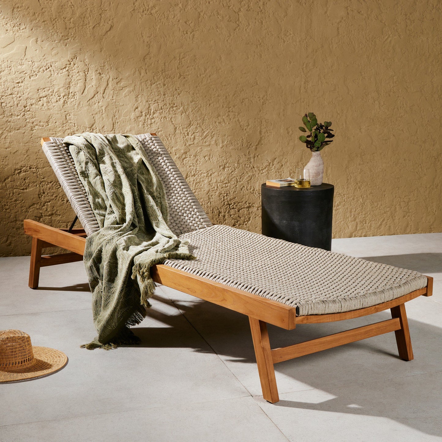 Four Hands 226919-003 Delano Outdoor Chaise - Natural Teak-FSC
