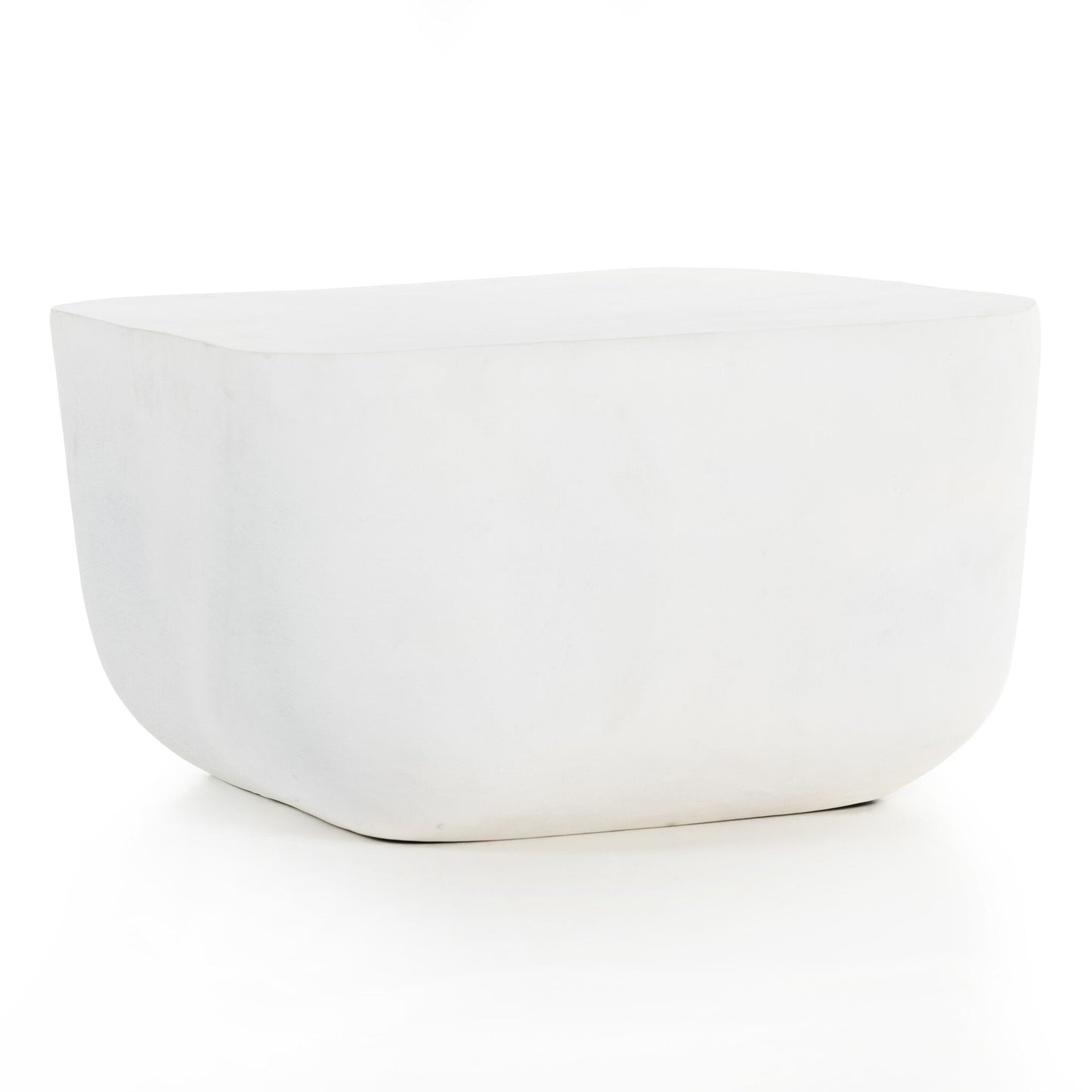 Four Hands 229989-003 Basil Square Outdoor End Table - Matte White Cast Aluminum