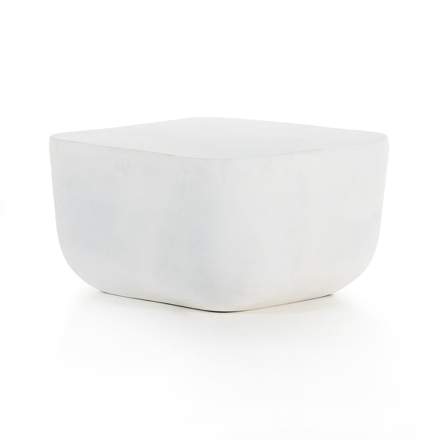 Four Hands 229989-003 Basil Square Outdoor End Table - Matte White Cast Aluminum