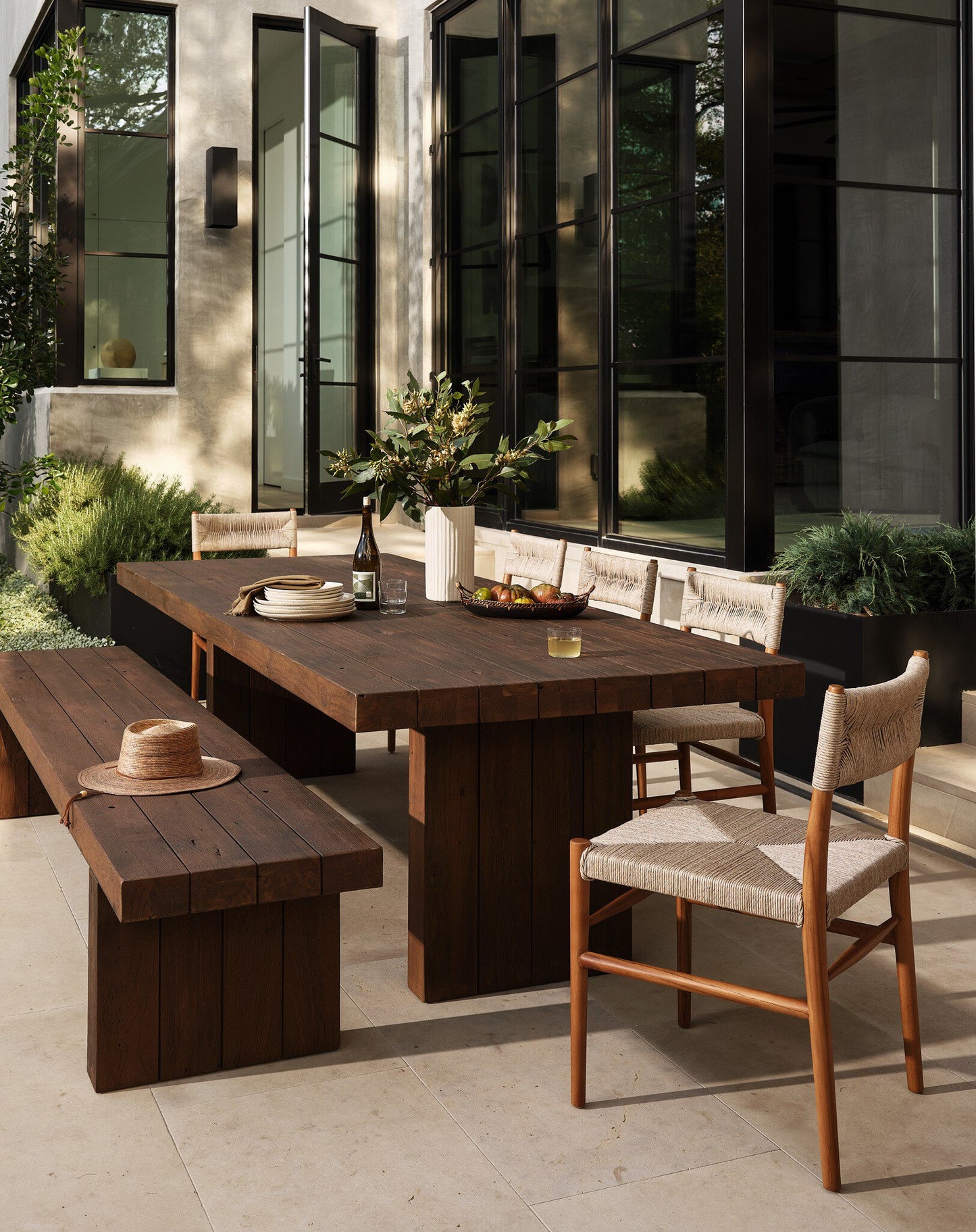 Four Hands 232337-003 Encino Outdoor Dining Table - Stained Heritage Brown-FSC