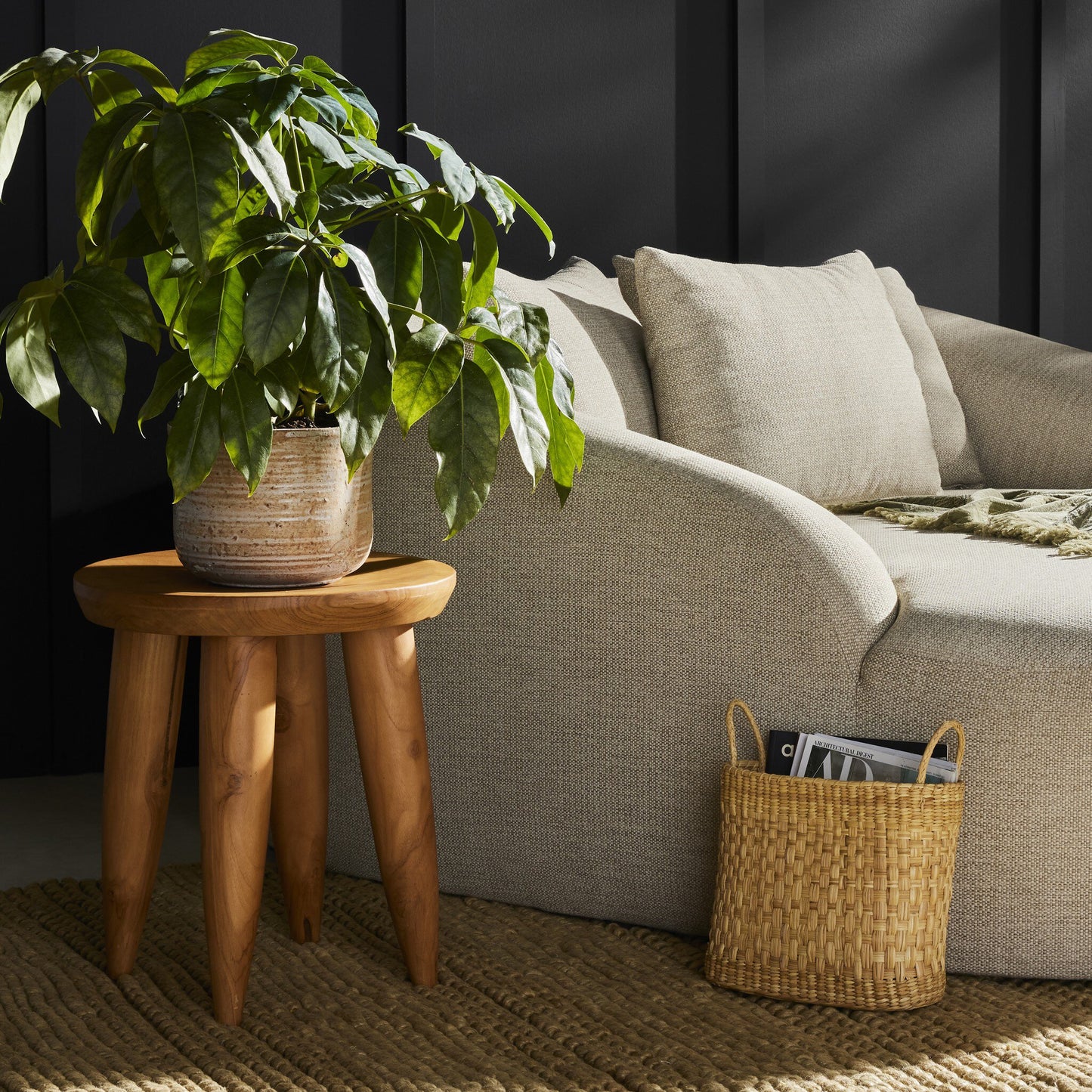 Four Hands 234251-001 Zuri Round Outdoor End Table - Aged Natural Teak