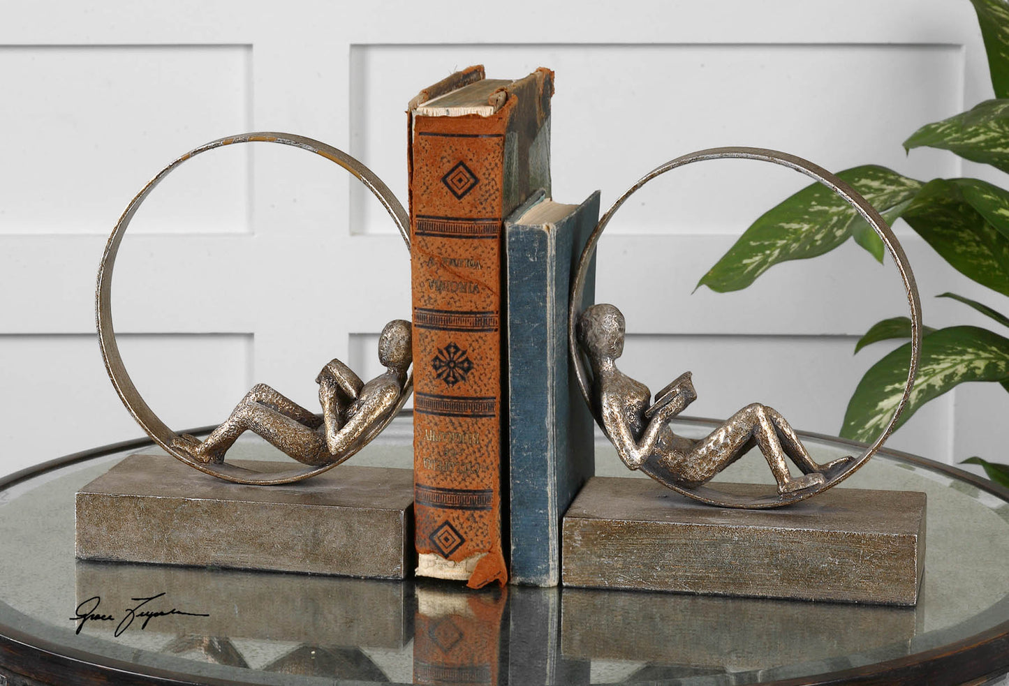 Uttermost 19596 Lounging Reader Antique Bookends Set/2