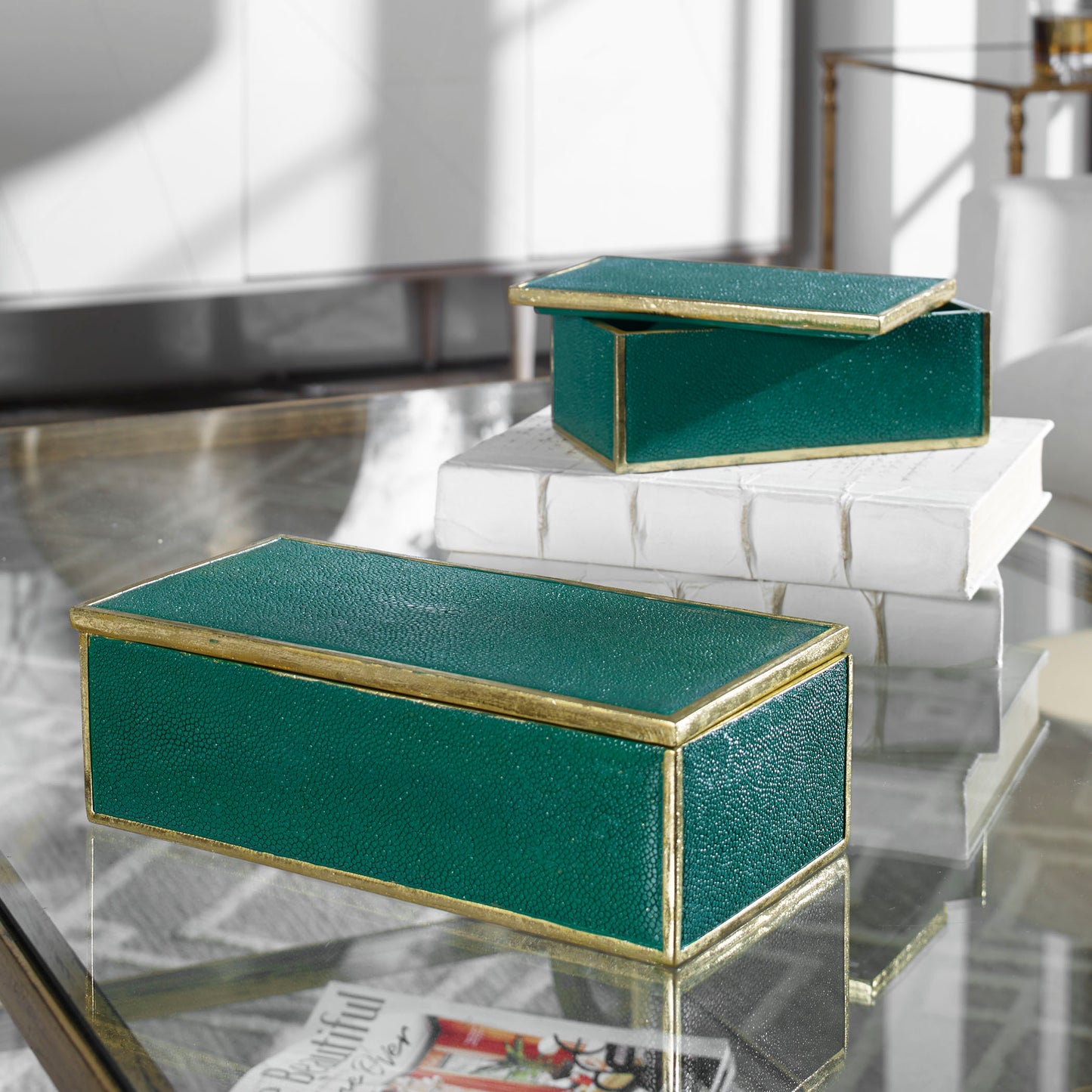 Uttermost 18723 Karis Emerald Green Boxes S/2