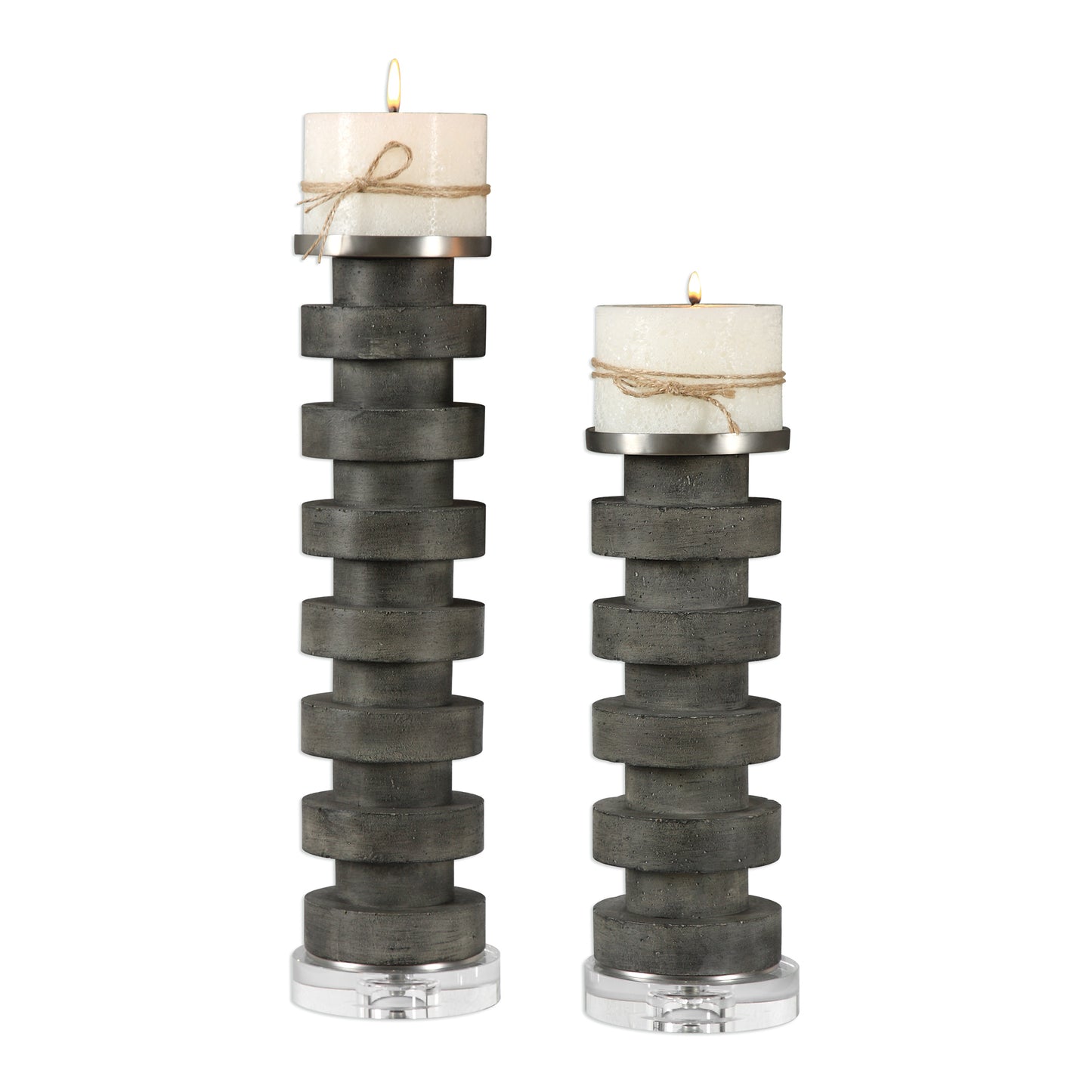 Uttermost 18818 Karun Concrete Candleholders S/2