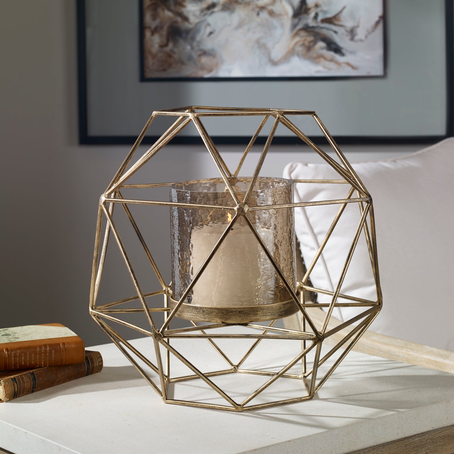 Uttermost 18952 Myah Geometric Gold Candleholder