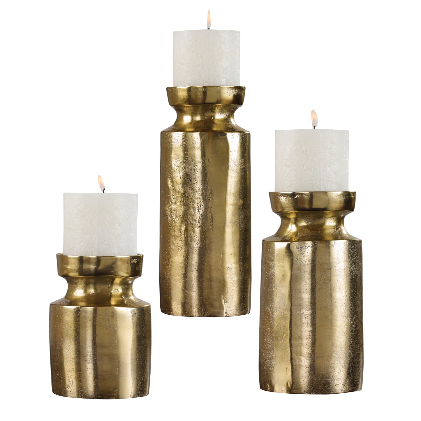 Uttermost 18958 Amina Antique Brass Candleholders Set/3
