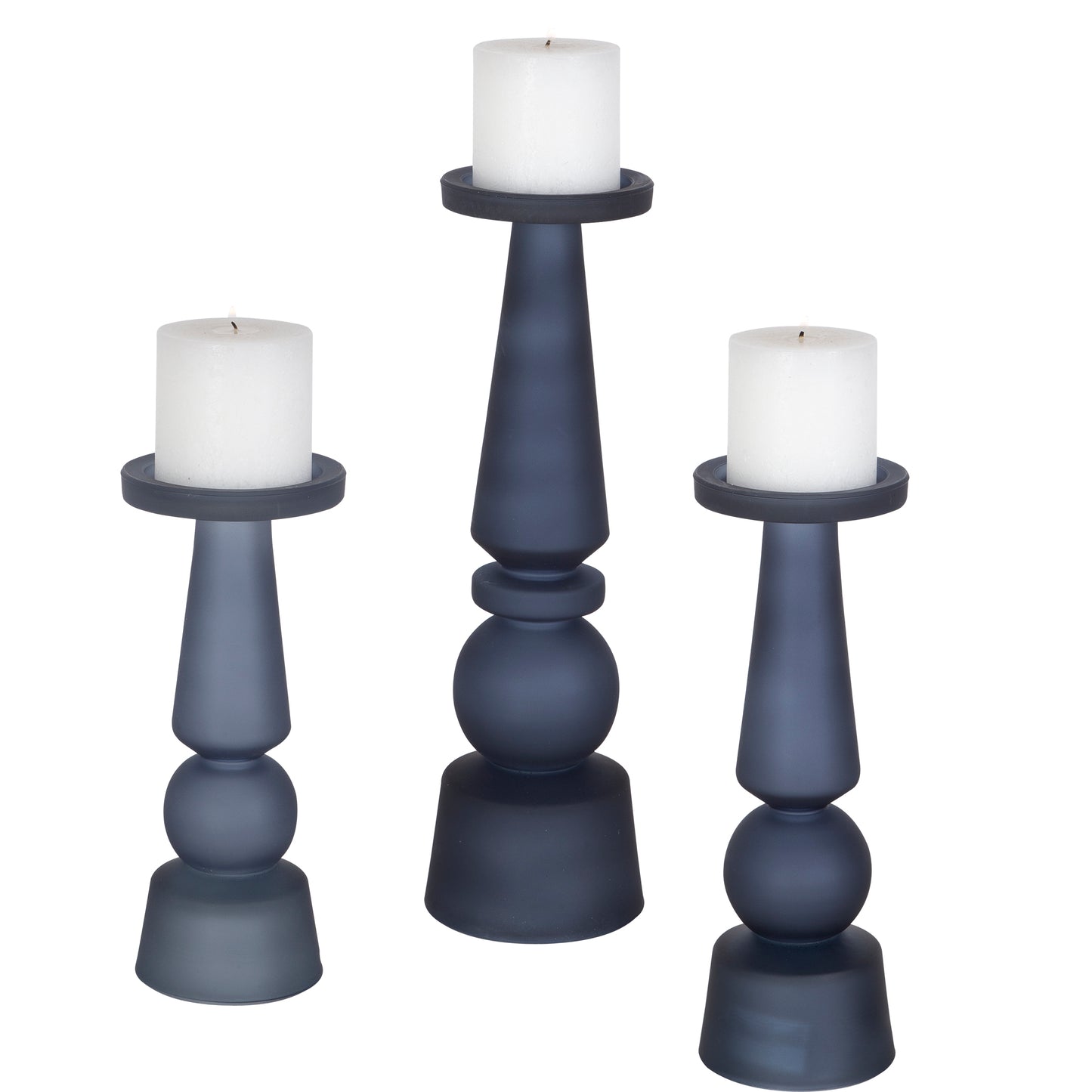 Uttermost 17779 Cassiopeia Blue Glass Candleholders, S/3