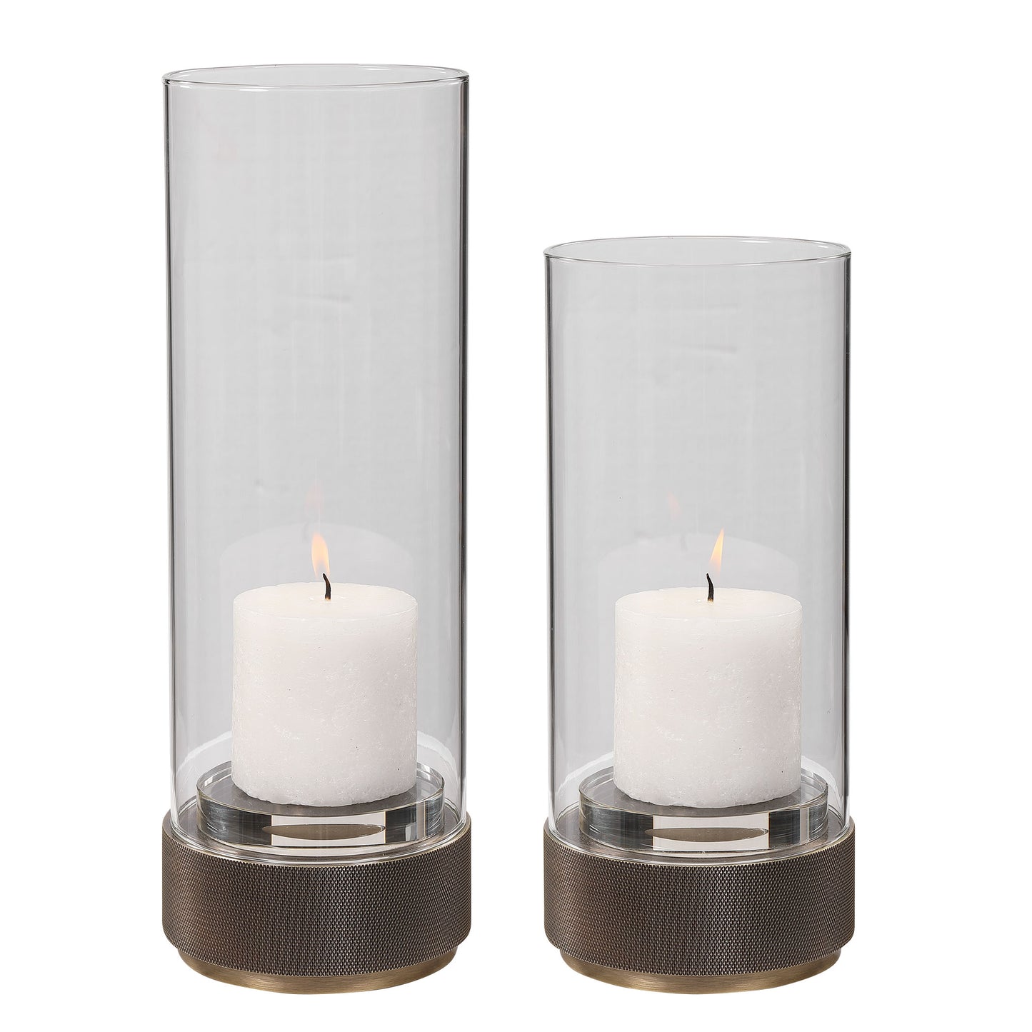 Uttermost 17881 Sandringham Brushed Brass Candleholders, S/2