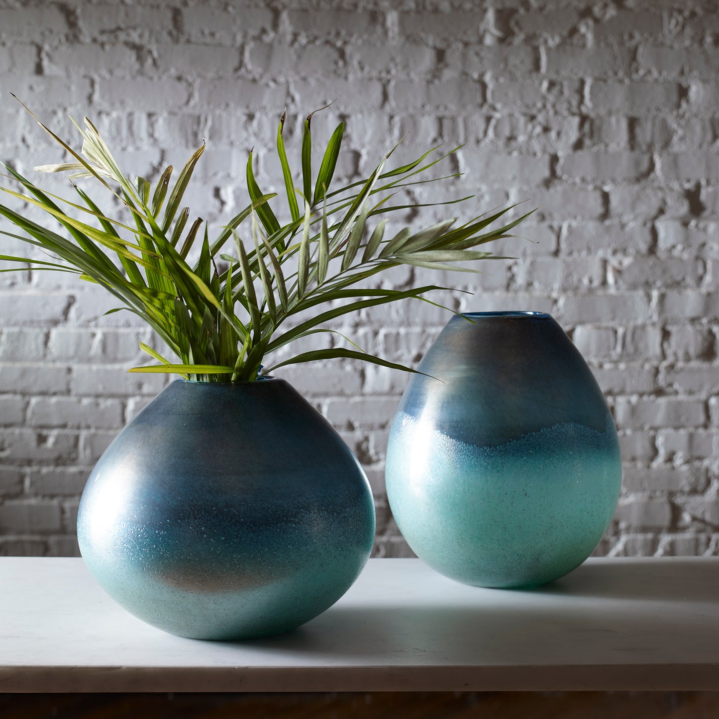 Uttermost 17975 Rian Aqua Bronze Vases, S/2