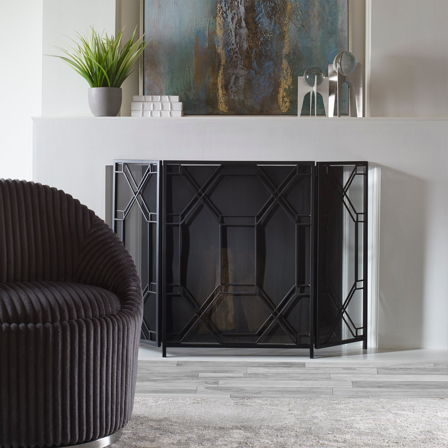 Uttermost 17982 Rosen Geometric Fireplace Screen