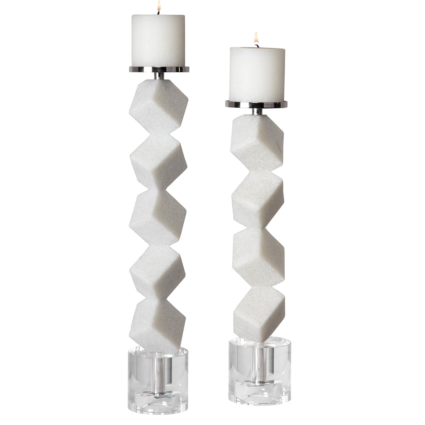 Uttermost 17969 Casen Marble Cube Candleholders, S/2