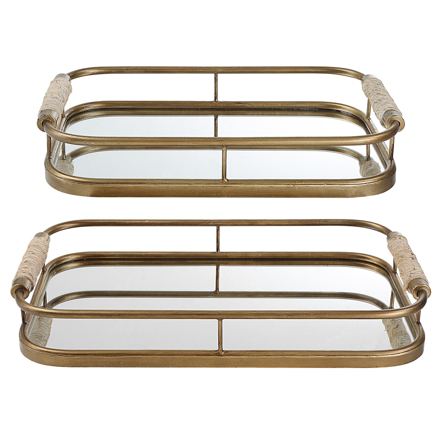 Uttermost 18014 Rosea Brushed Gold Trays, S/2