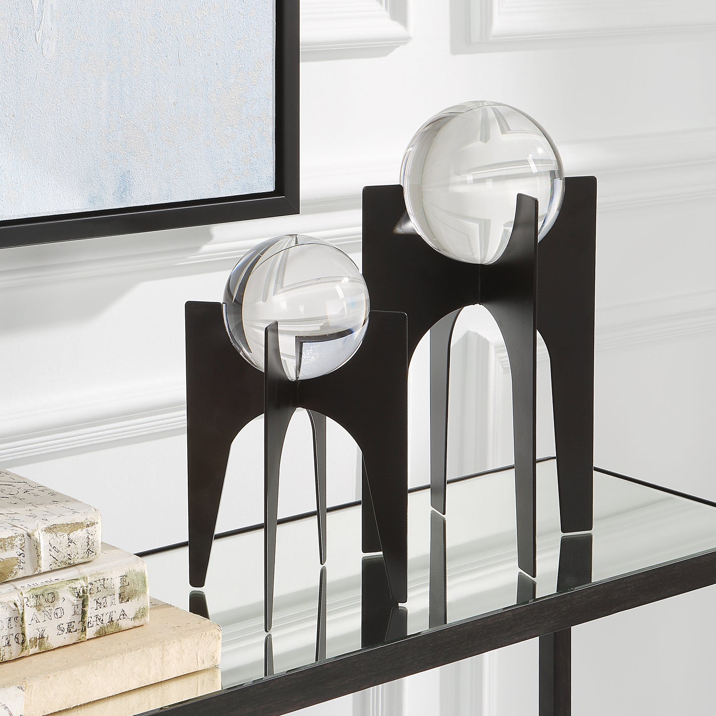 Uttermost 18053 Ellianna Crystal Spheres On Black Base, S/2