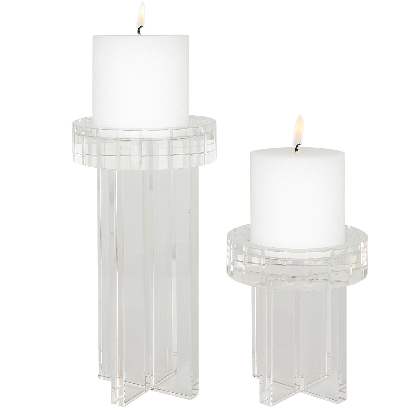 Uttermost 18054 Crystal Pillar Candleholders, Set/2