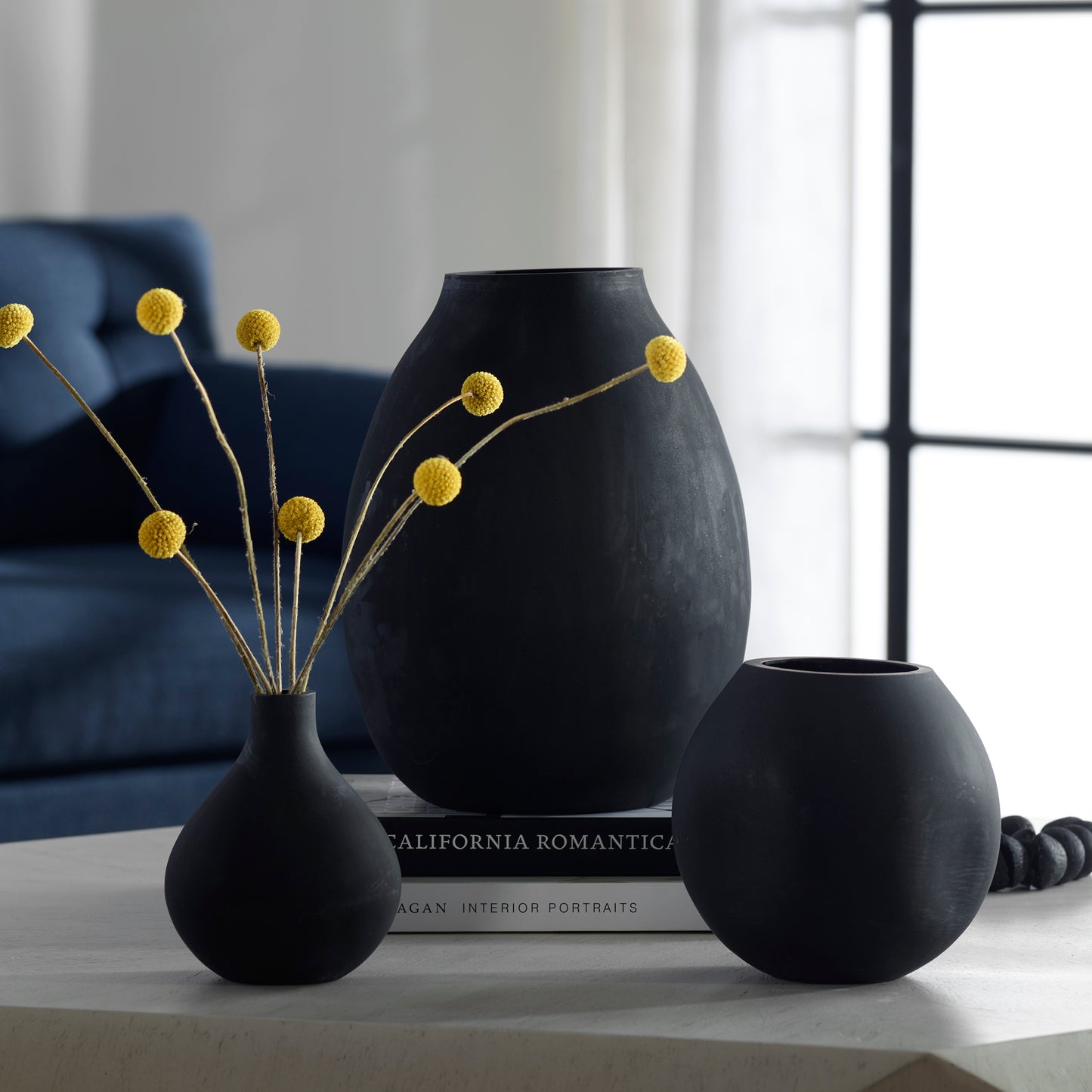 Uttermost 18068 Hearth Matte Black Vases, Set/3