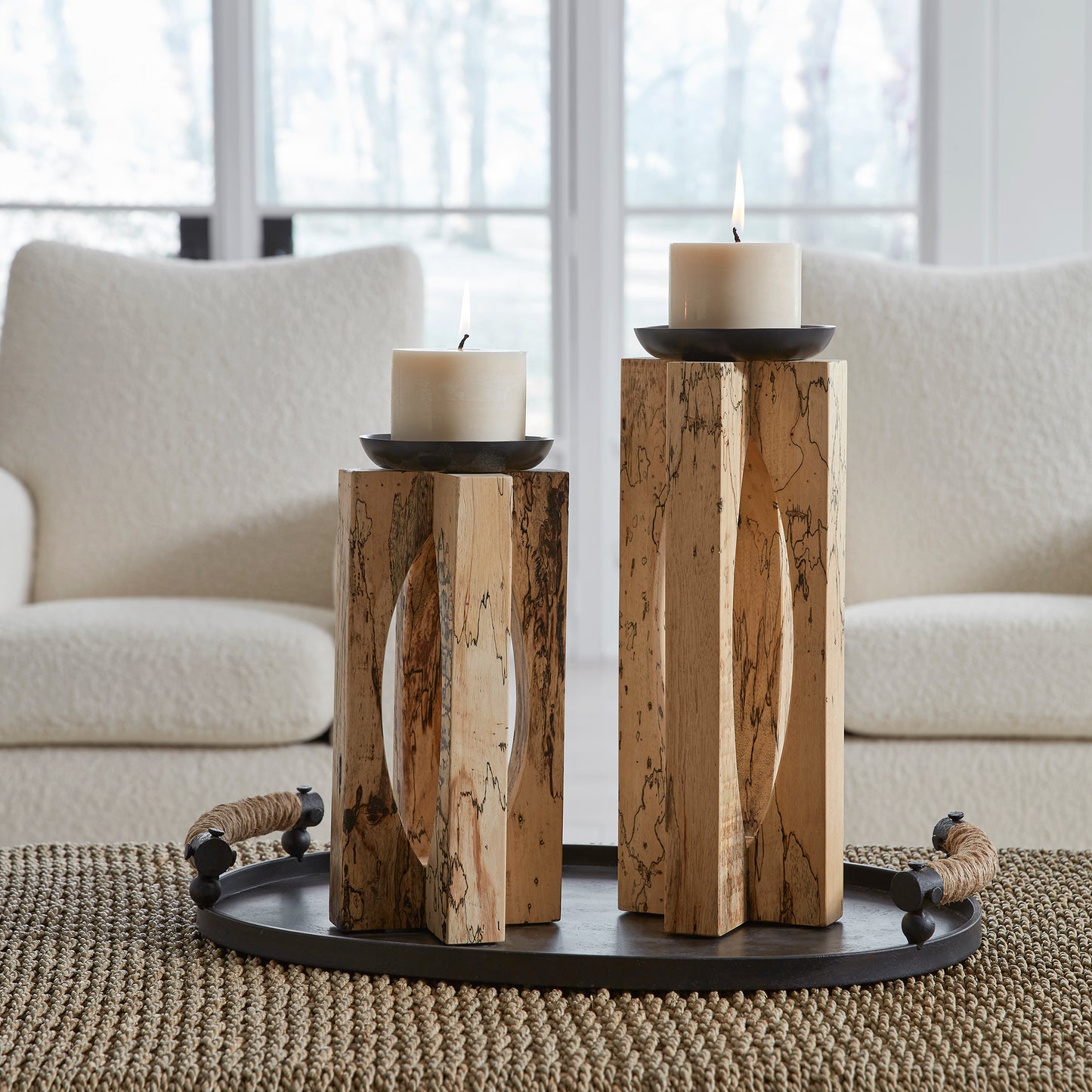 Uttermost 18074 Ilva Wood Candleholders Set/2