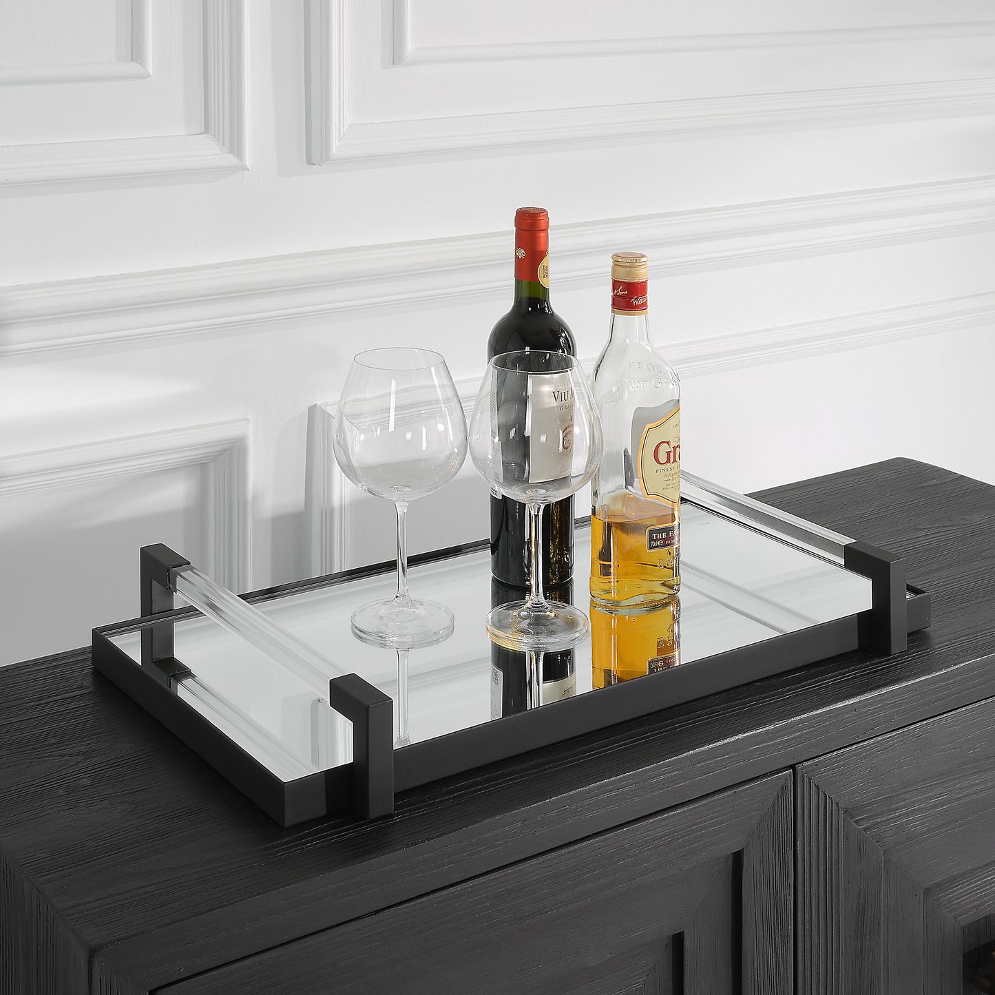 Uttermost 18082 Deki Black Mirrored Tray