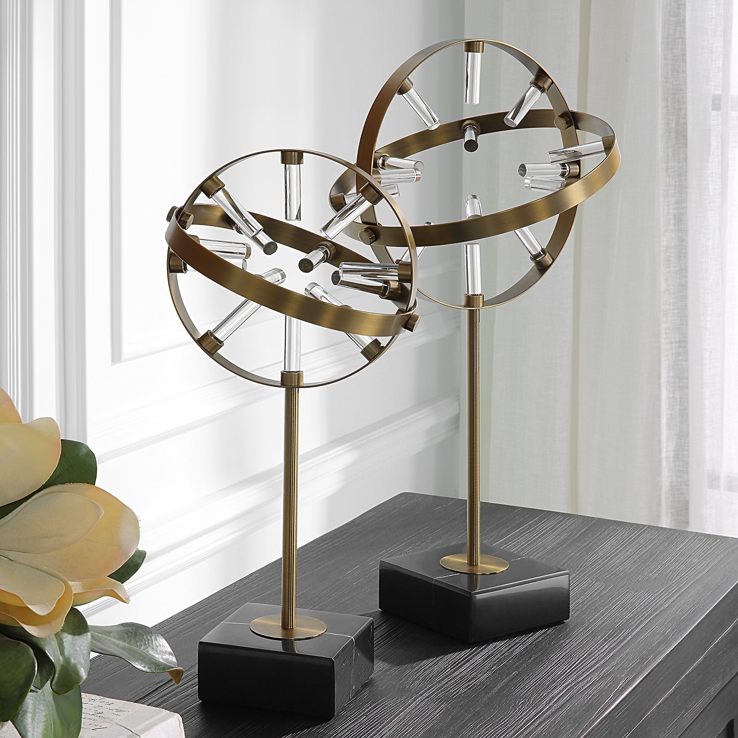 Uttermost 18087 Realm Spherical Brass Sculptures, Set Of 2
