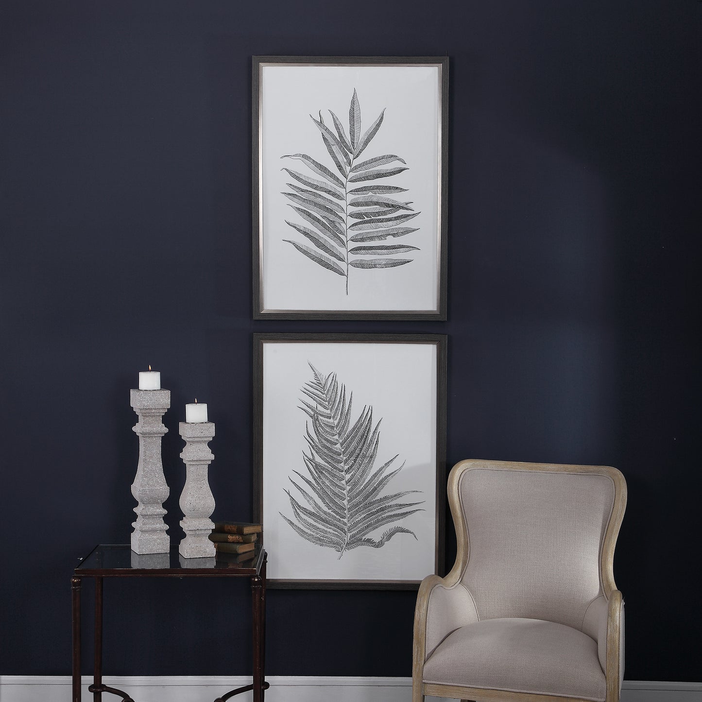 Uttermost 33685 Silver Ferns Framed Prints Set/2