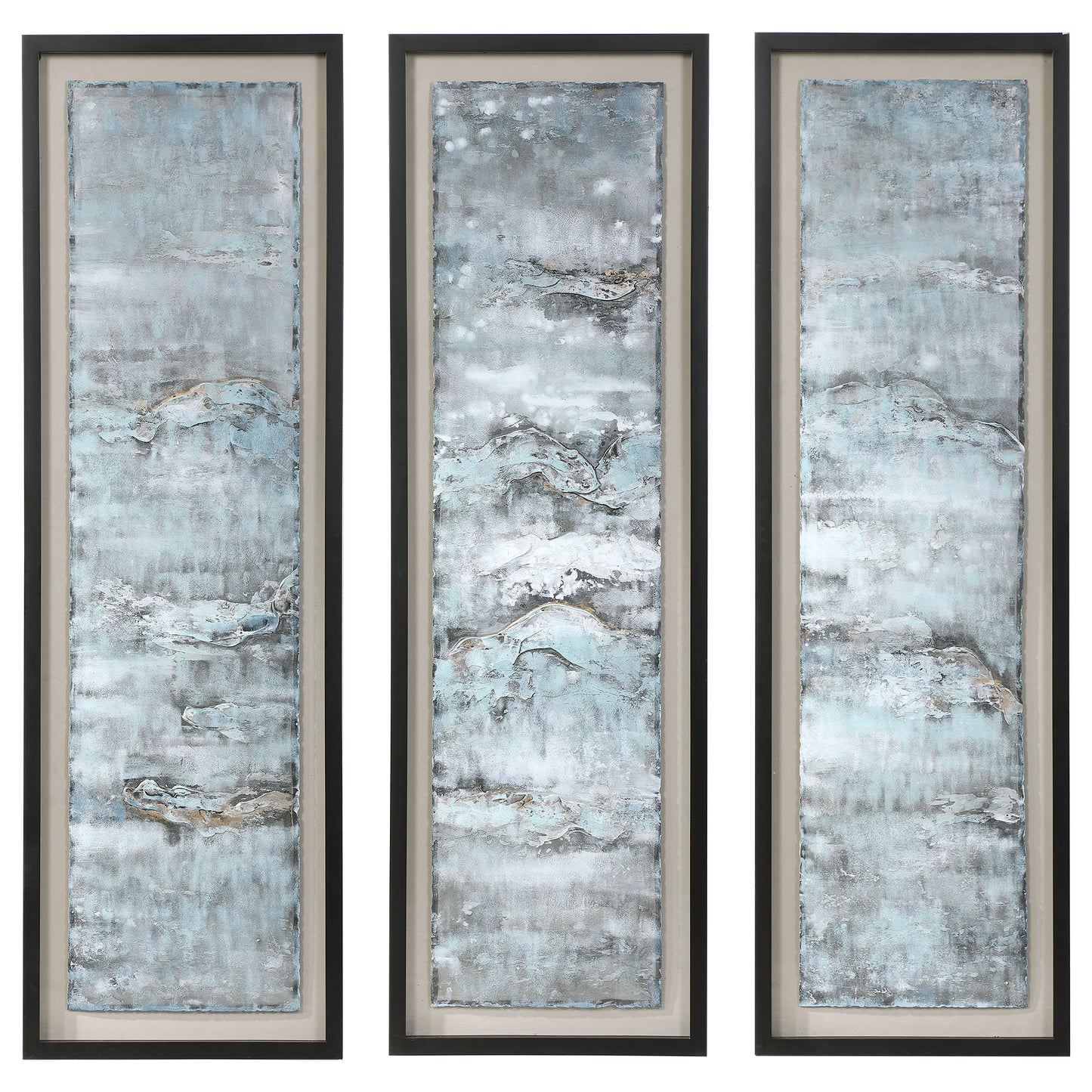 Uttermost 35374 Ocean Swell Painted Metal Art, S/3, 3 Cartons