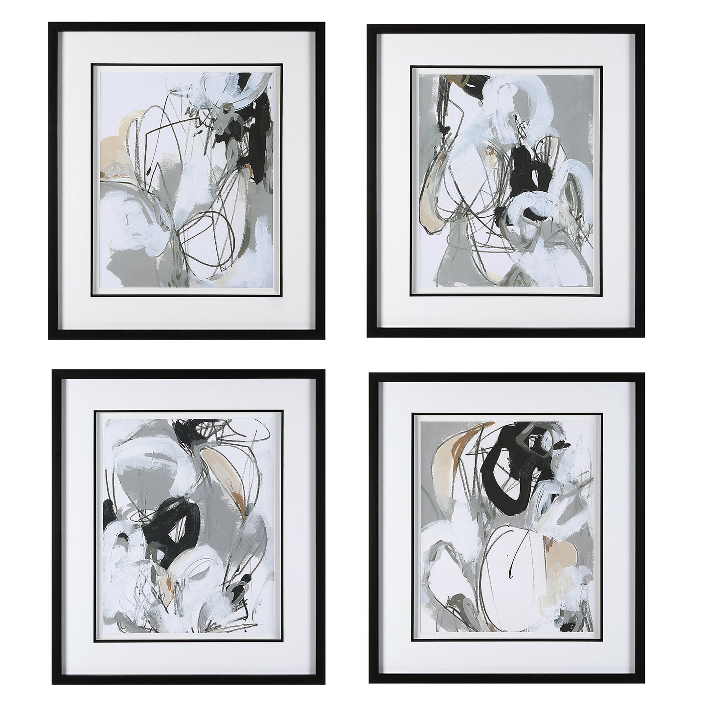 Uttermost 41419 Tangled Threads Abstract Framed Prints, S/4