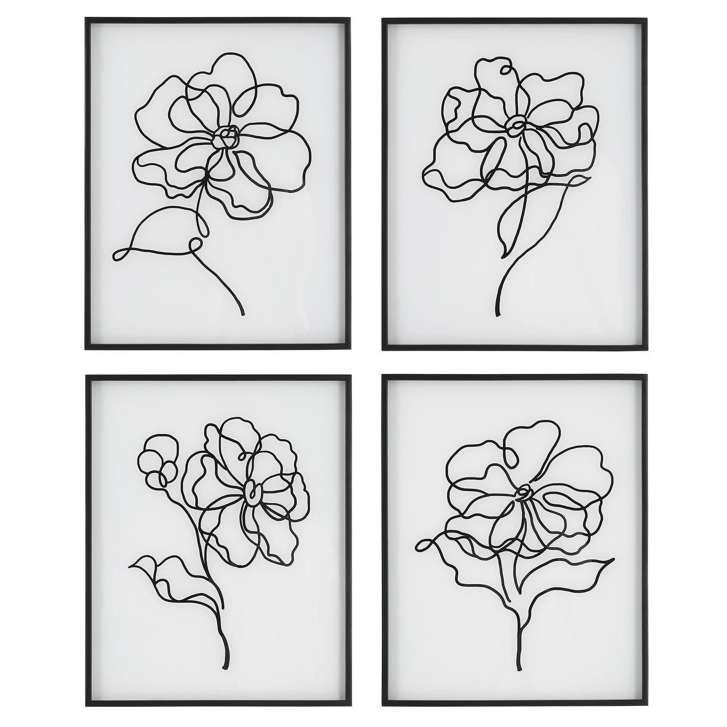 Uttermost 41430 Bloom Black White Framed Prints, S/4