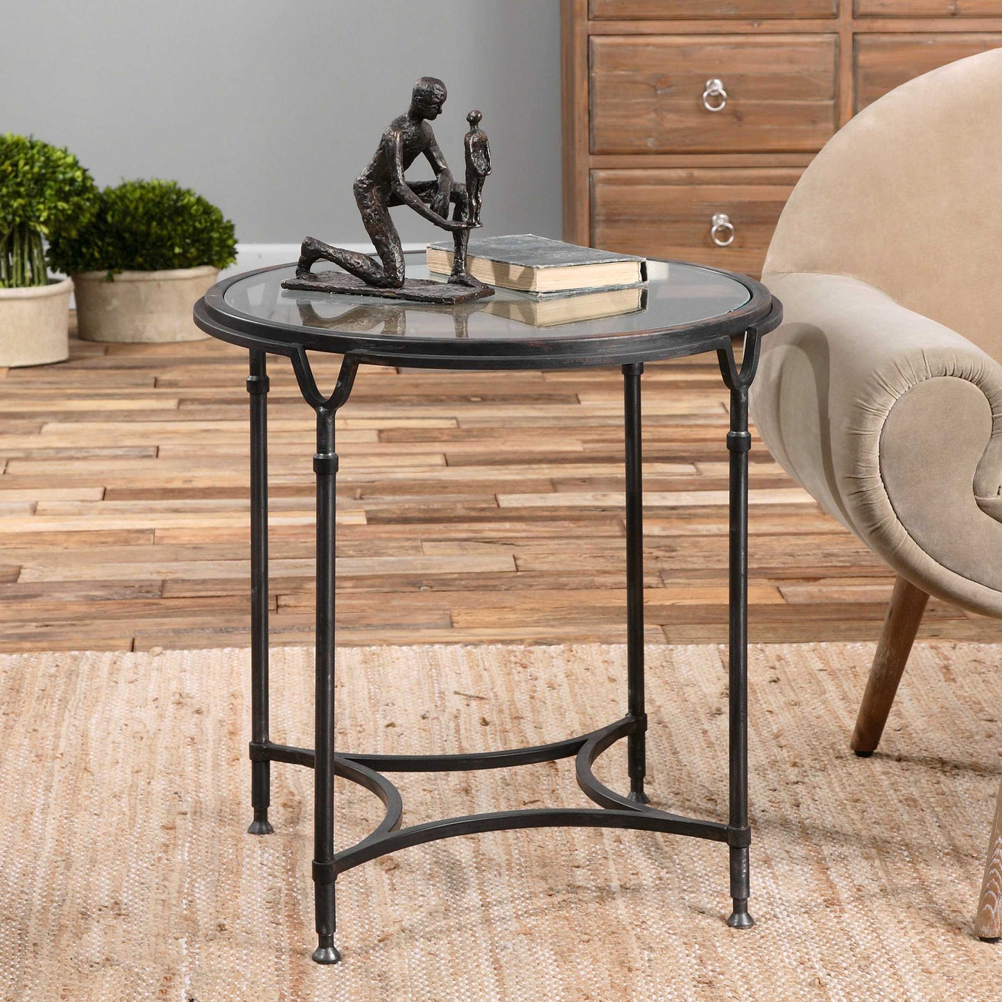 Uttermost 24469 Samson Glass Side Table