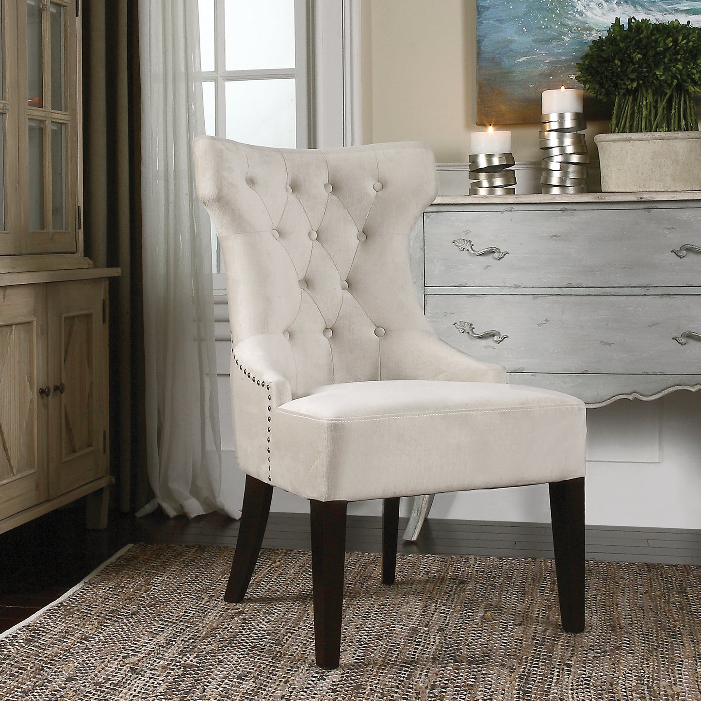 Uttermost 23239 Arlette Tufted Wing Chair