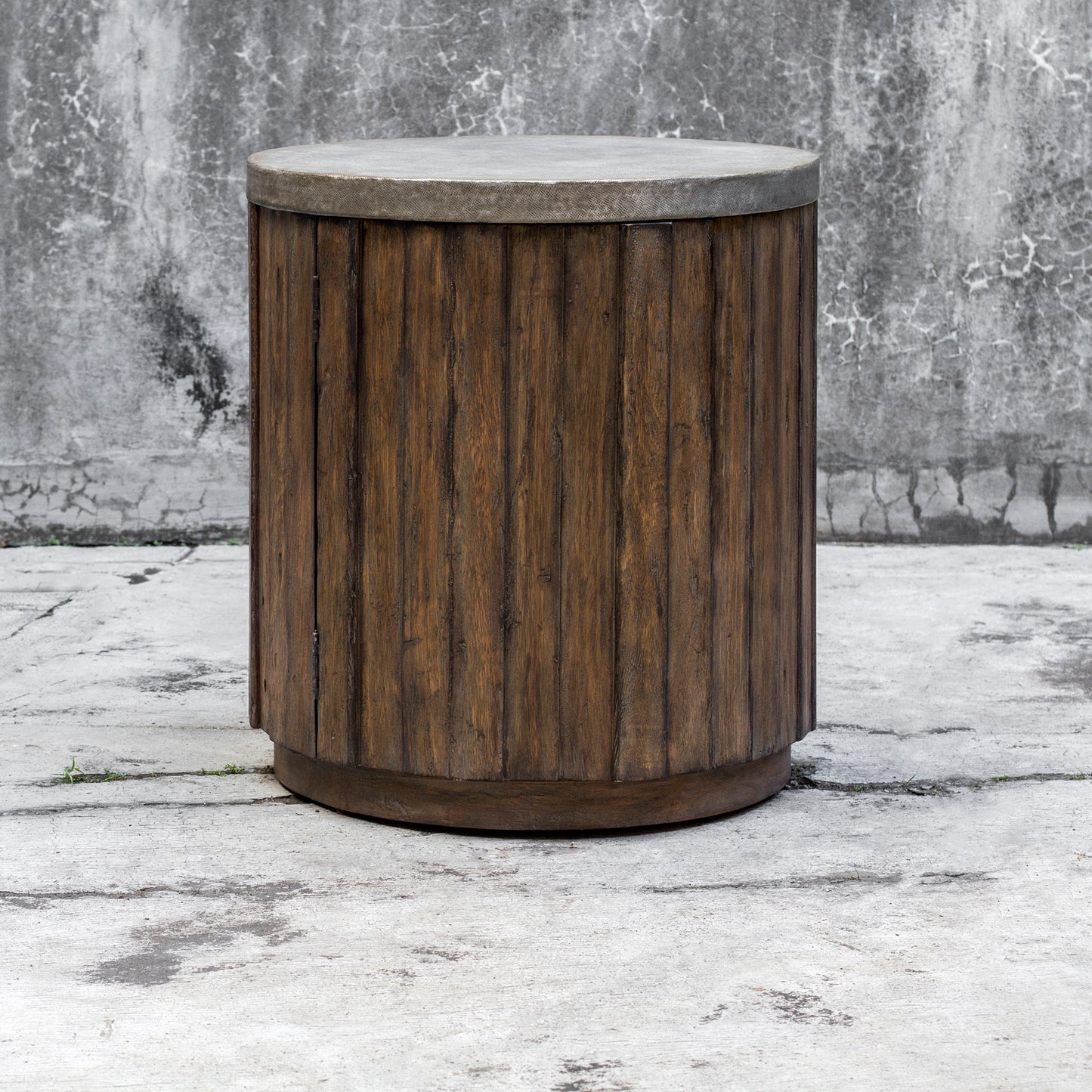 Uttermost 25779 Maxfield Wooden Drum Side Table