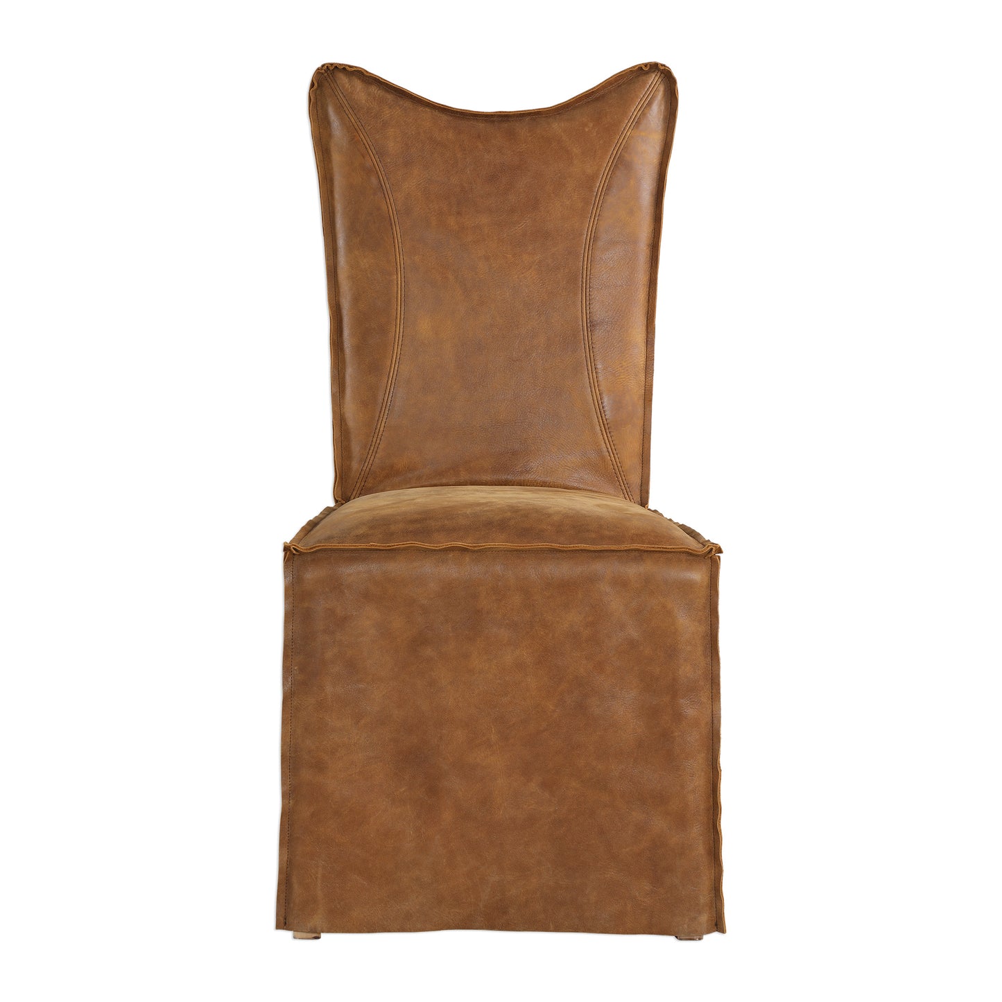 Uttermost 23447-2 Delroy Armless Chairs, Cognac, Set Of 2