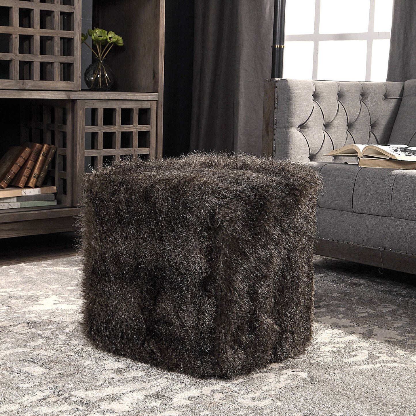 Uttermost 23474 Jayna Fur Ottoman