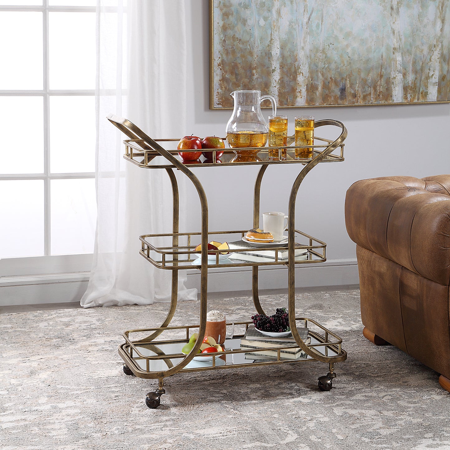 Uttermost 24876 Stassi Gold Serving Cart