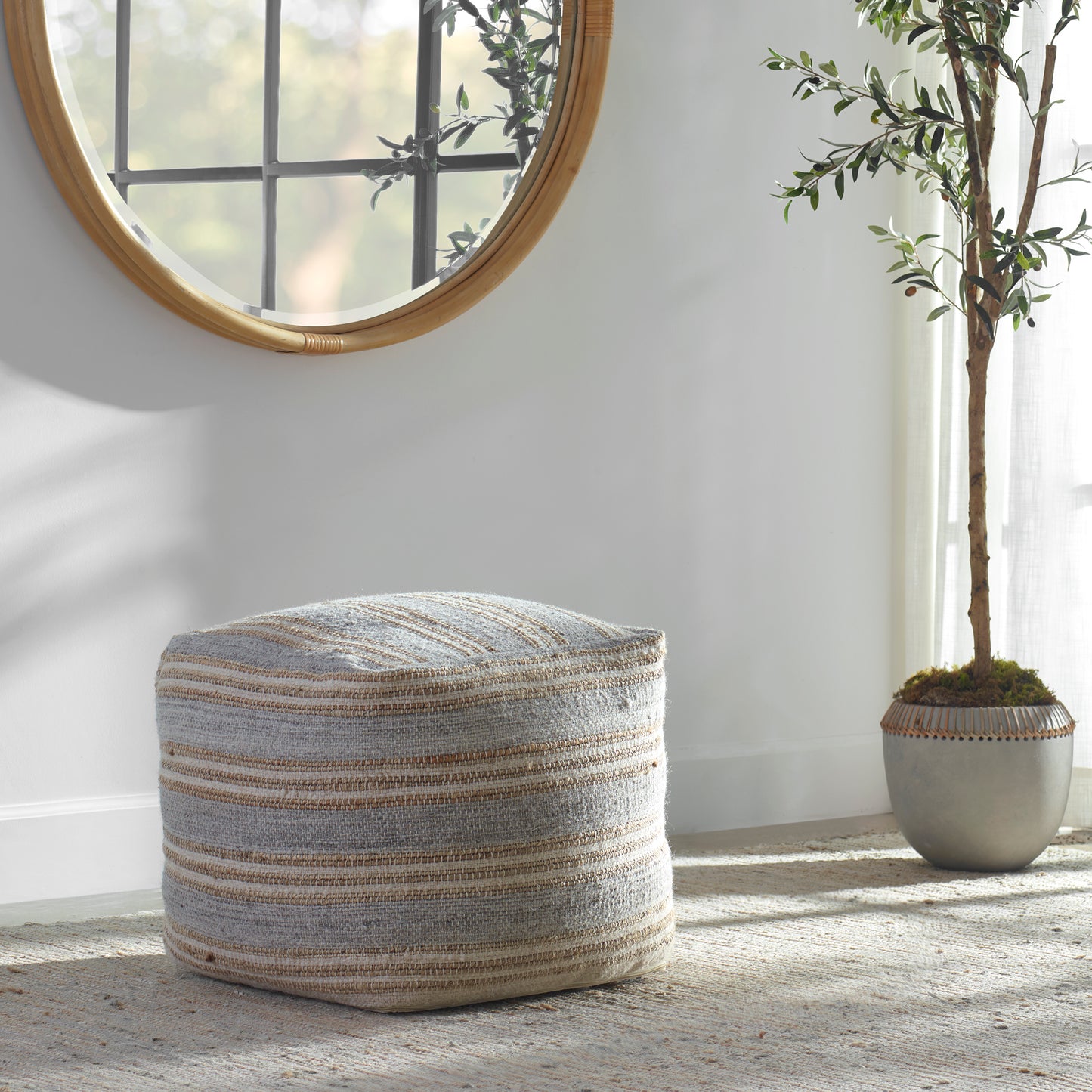 Uttermost 23967 Mesick Handwoven Gray Pouf