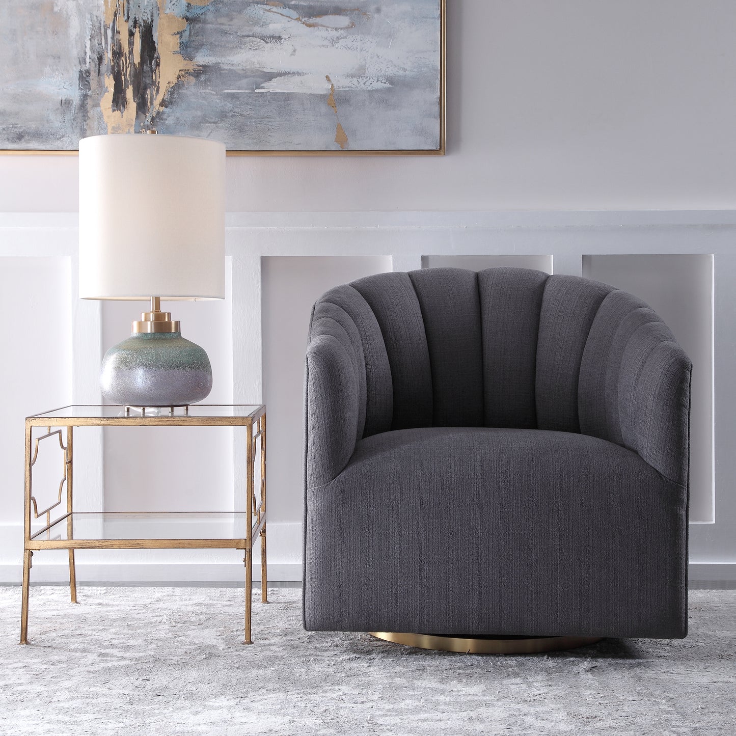 Uttermost 23536 Cuthbert Modern Swivel Chair