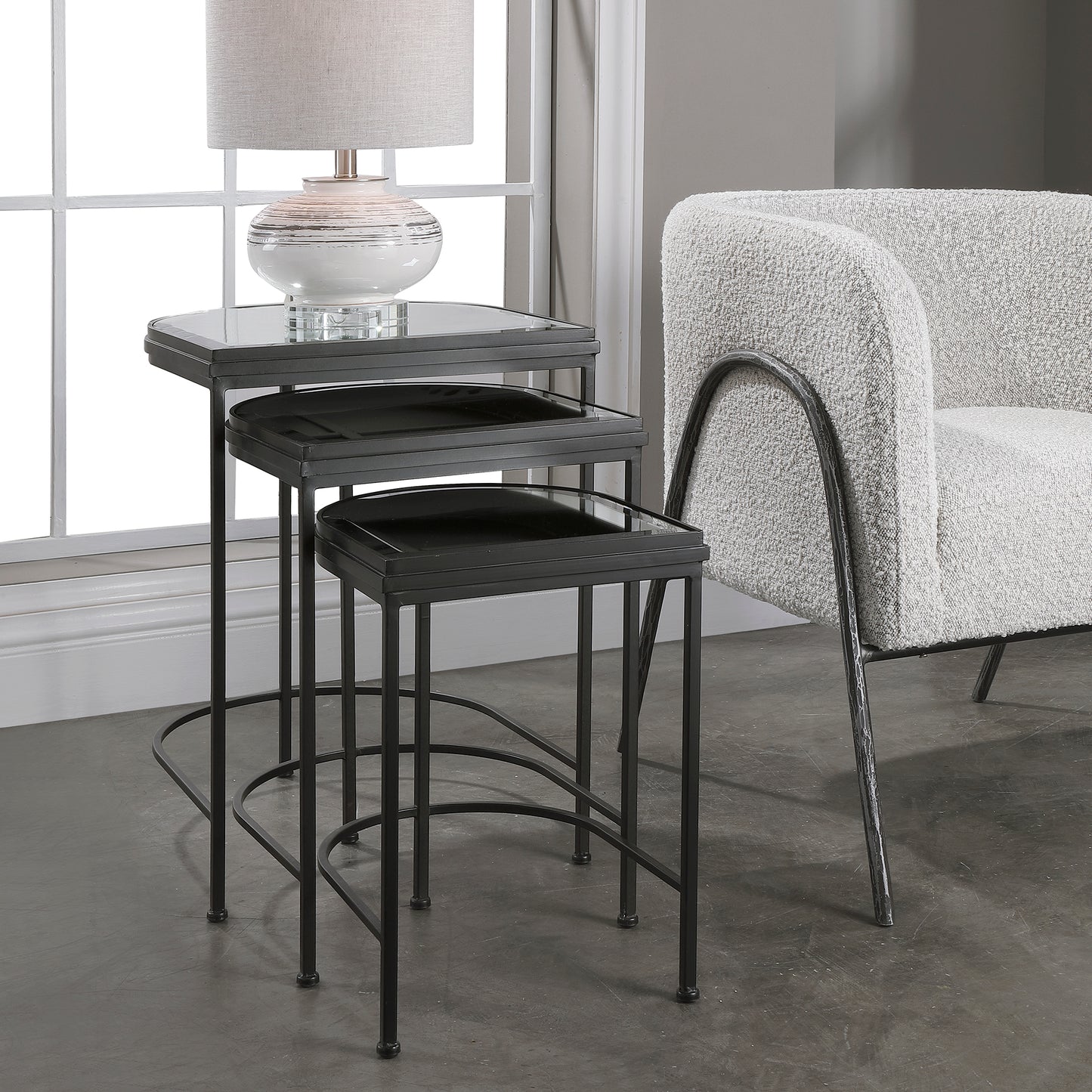 Uttermost 24965 India Black Nesting Tables, S/3