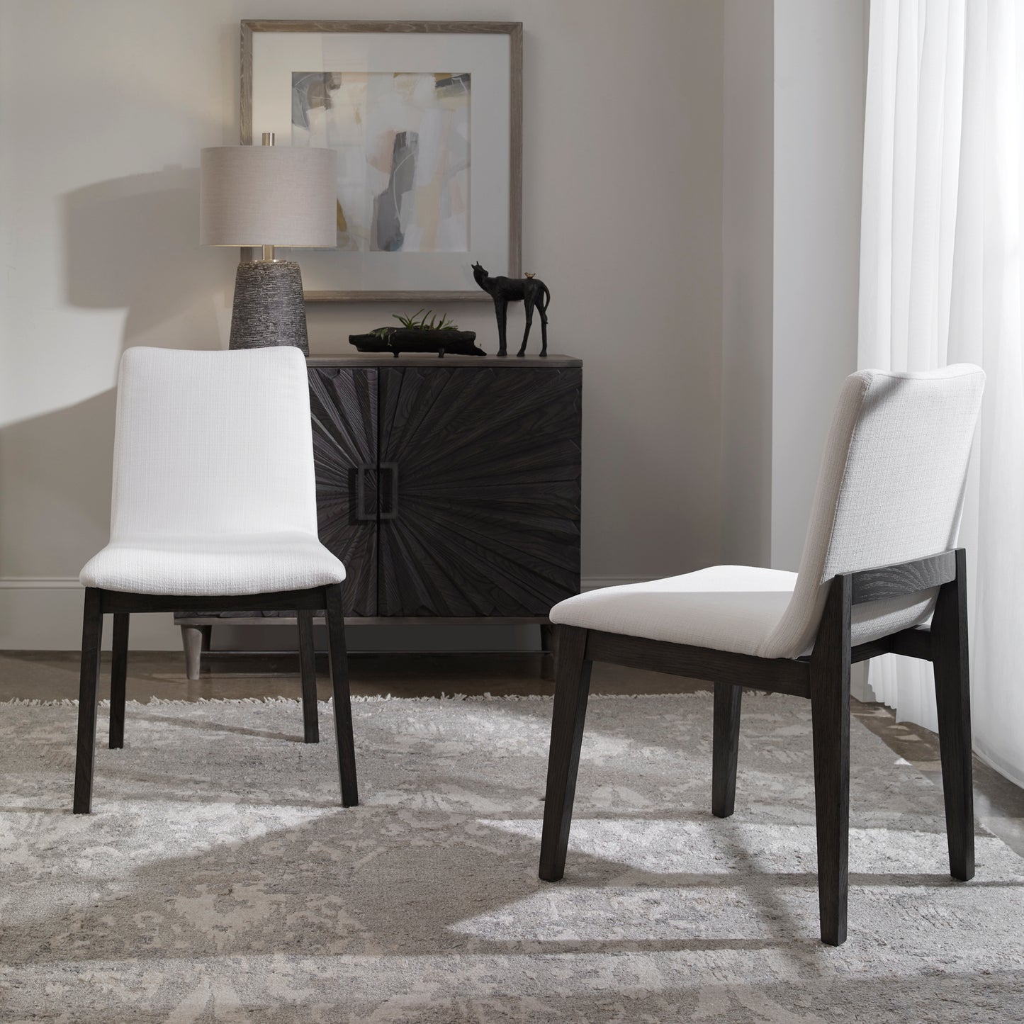 Uttermost 23586-2 Delano White Armless Chair S/2