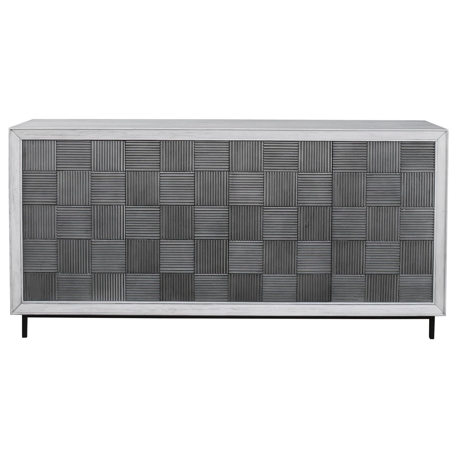 Uttermost 25489 Checkerboard 4 Door Gray Cabinet