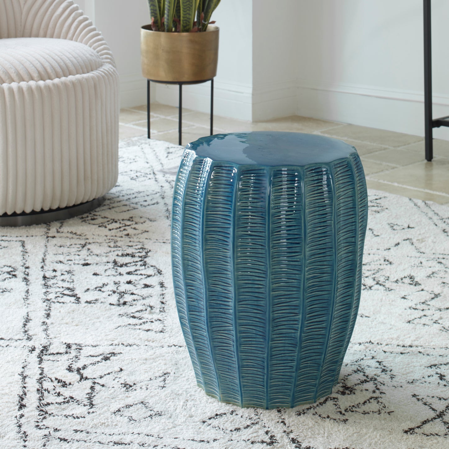 Uttermost 25154 Harbor Aque Blue Garden Stool
