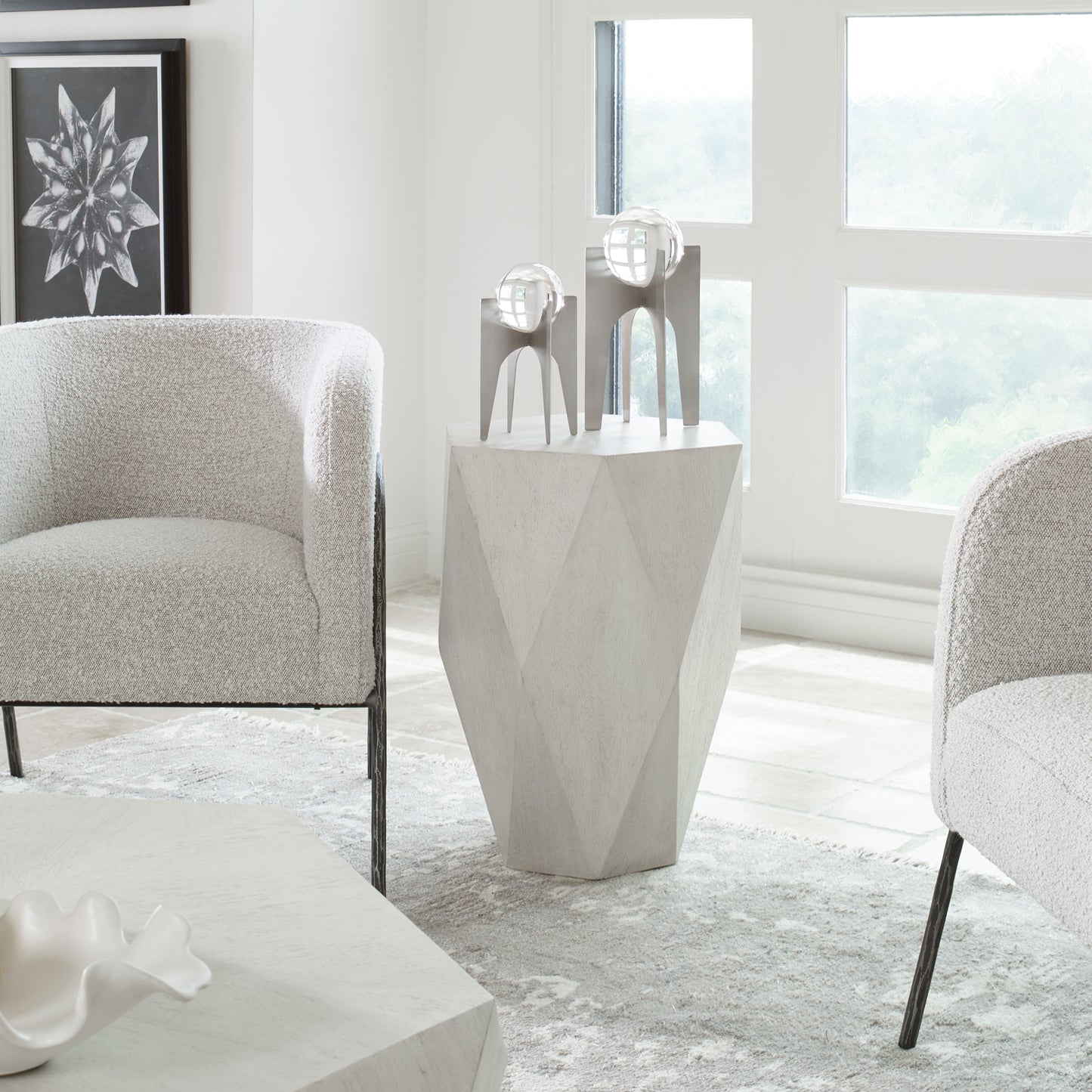 Uttermost 25164 Volker White Side Table